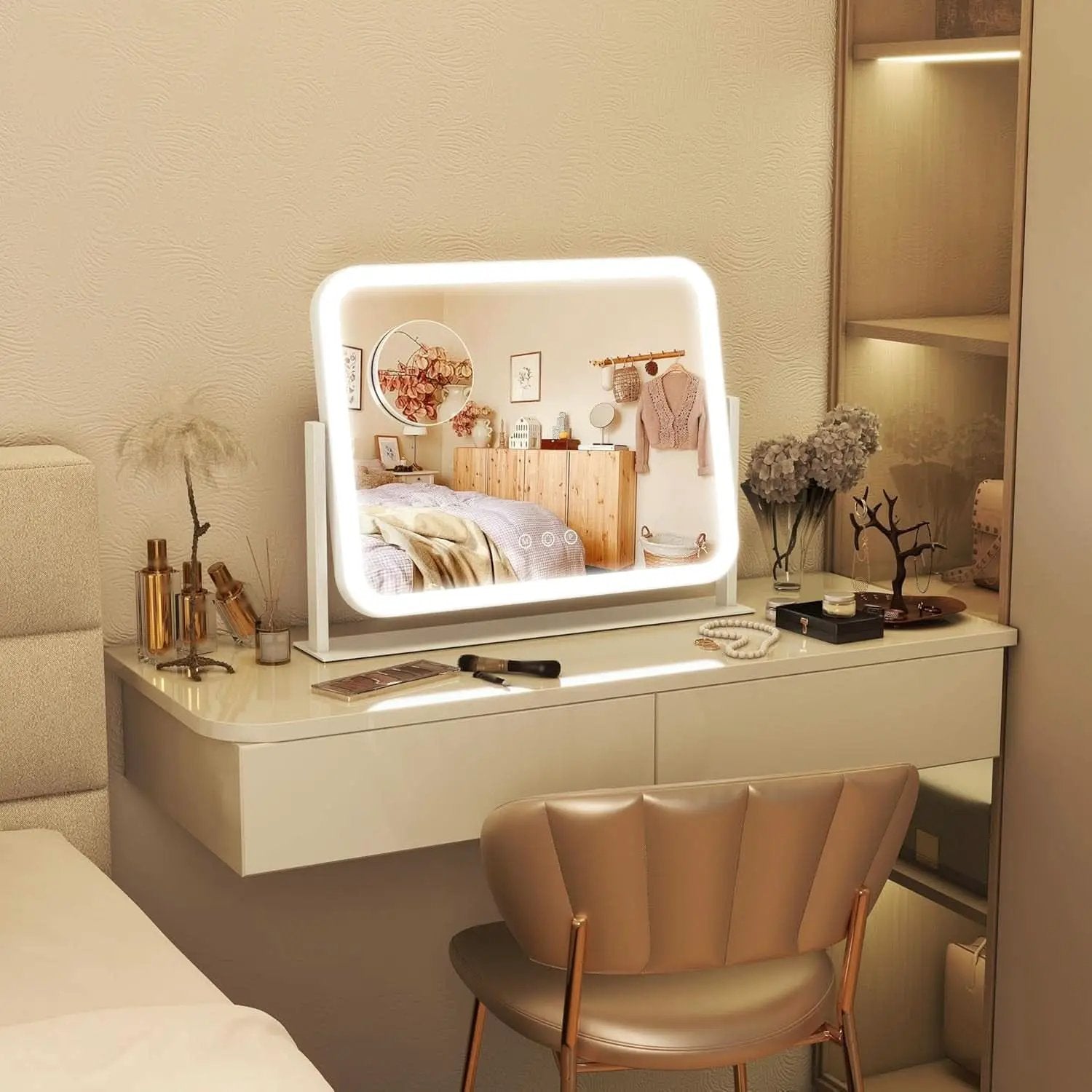 Vanity Mirror With Lights 17x13 Inches White Dimmable from PriceLows™