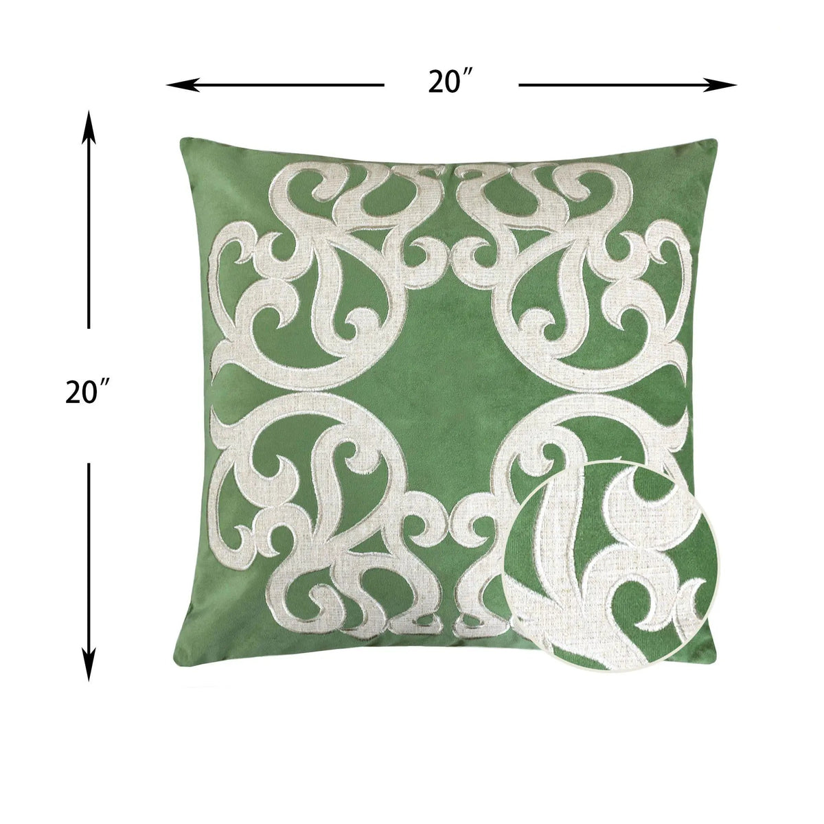 Dora Vintage Vine Pillow Covers | Set Of 2 | Green | Hidden Zipper