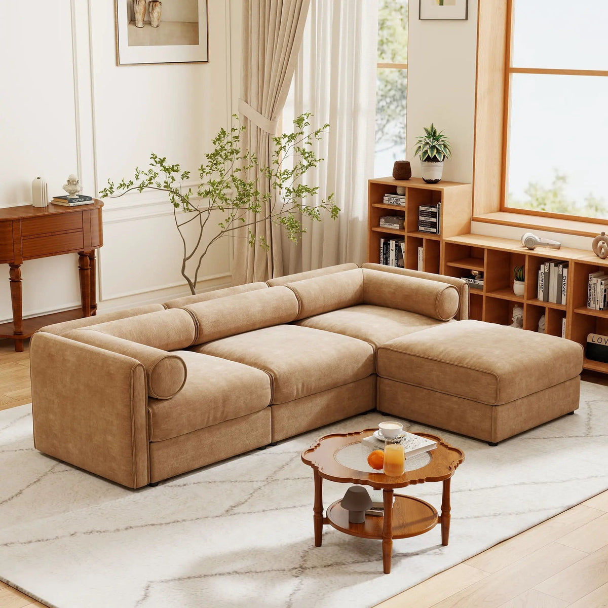 Contemporary Elegant Sofa With Storage And Ottoman 2 Piece Living Room Set | 2 Piece Living Room Set | Living Room Furniture | Living Room
