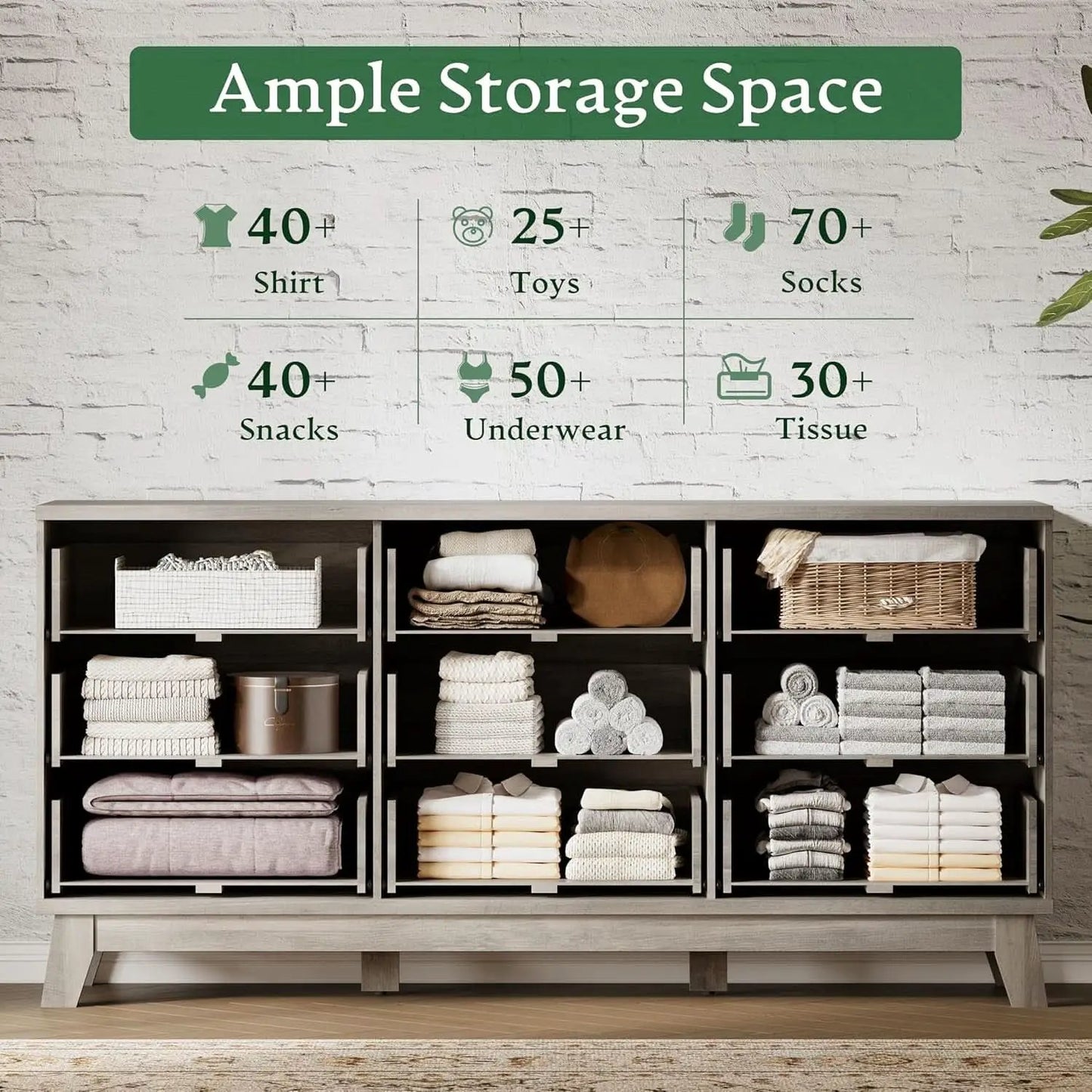 63 Inch Dresser Charcoal Grey Finish With Wave Fluted Panel And 9 Drawers from PriceLows™