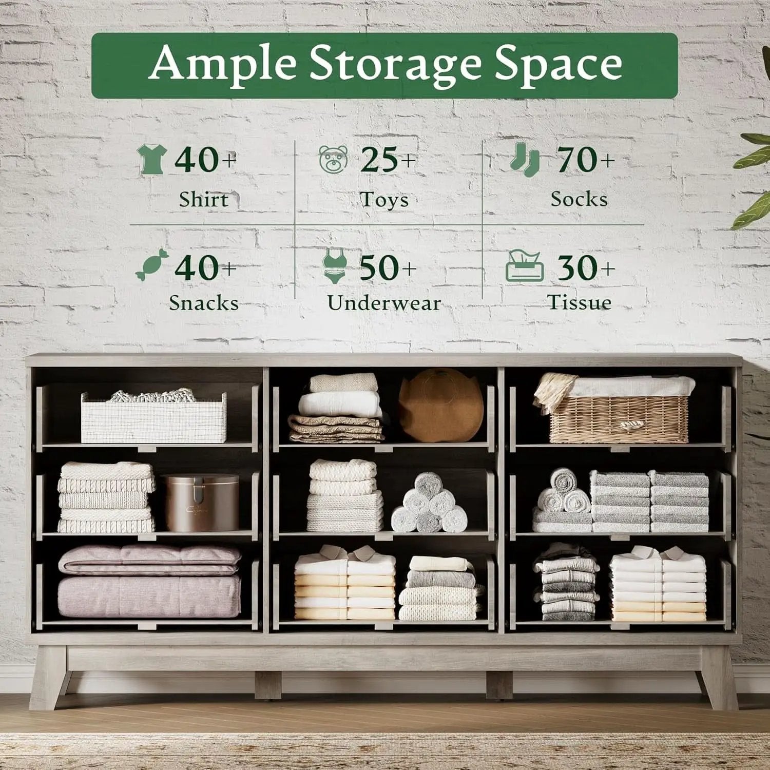 63 Inch Dresser Charcoal Grey Finish With Wave Fluted Panel And 9 Drawers from PriceLows™