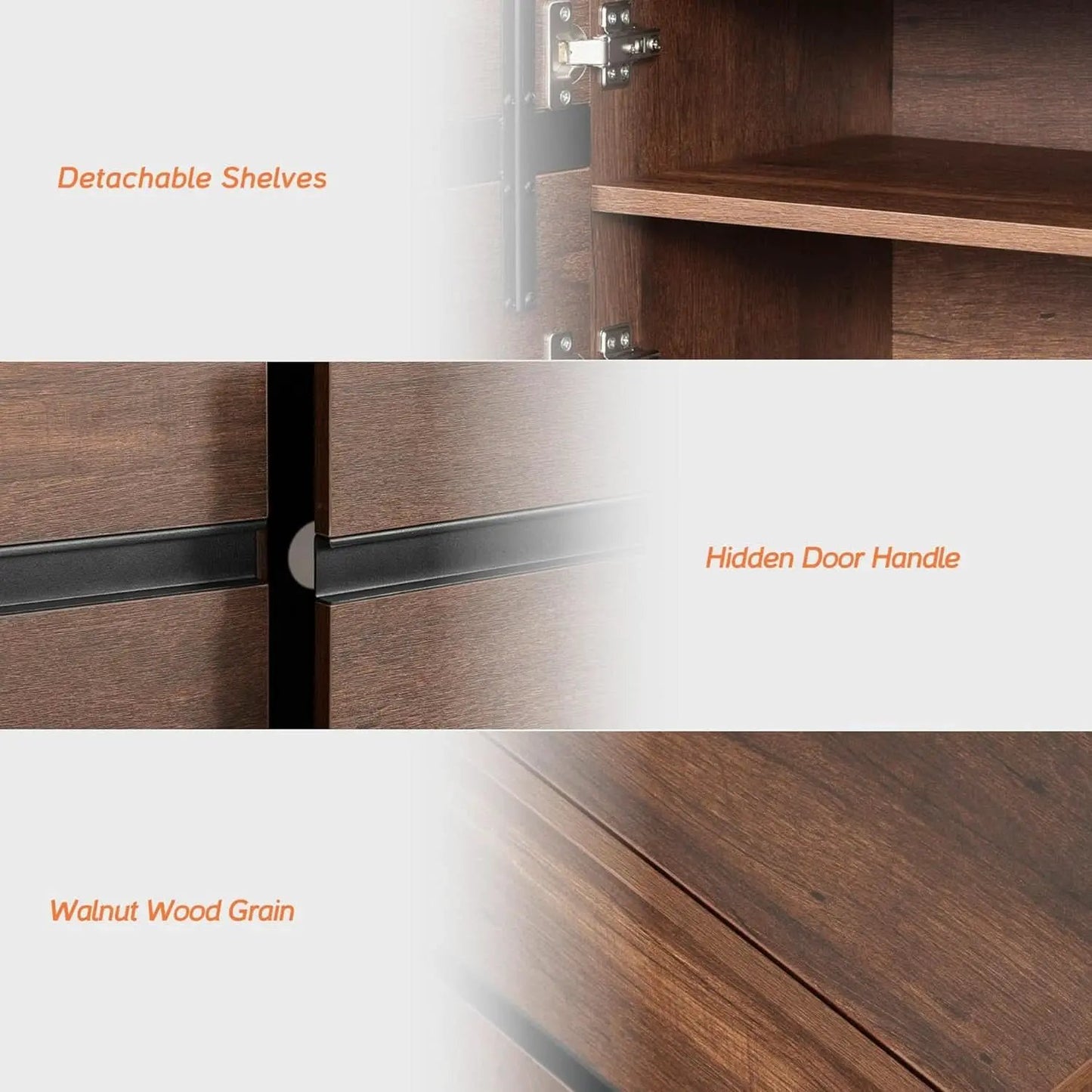 3 In 1 Modern TV Stand For TVs Up To 110 Inches With Storage Cabinets And Metal Base Walnut Brown from PriceLows™