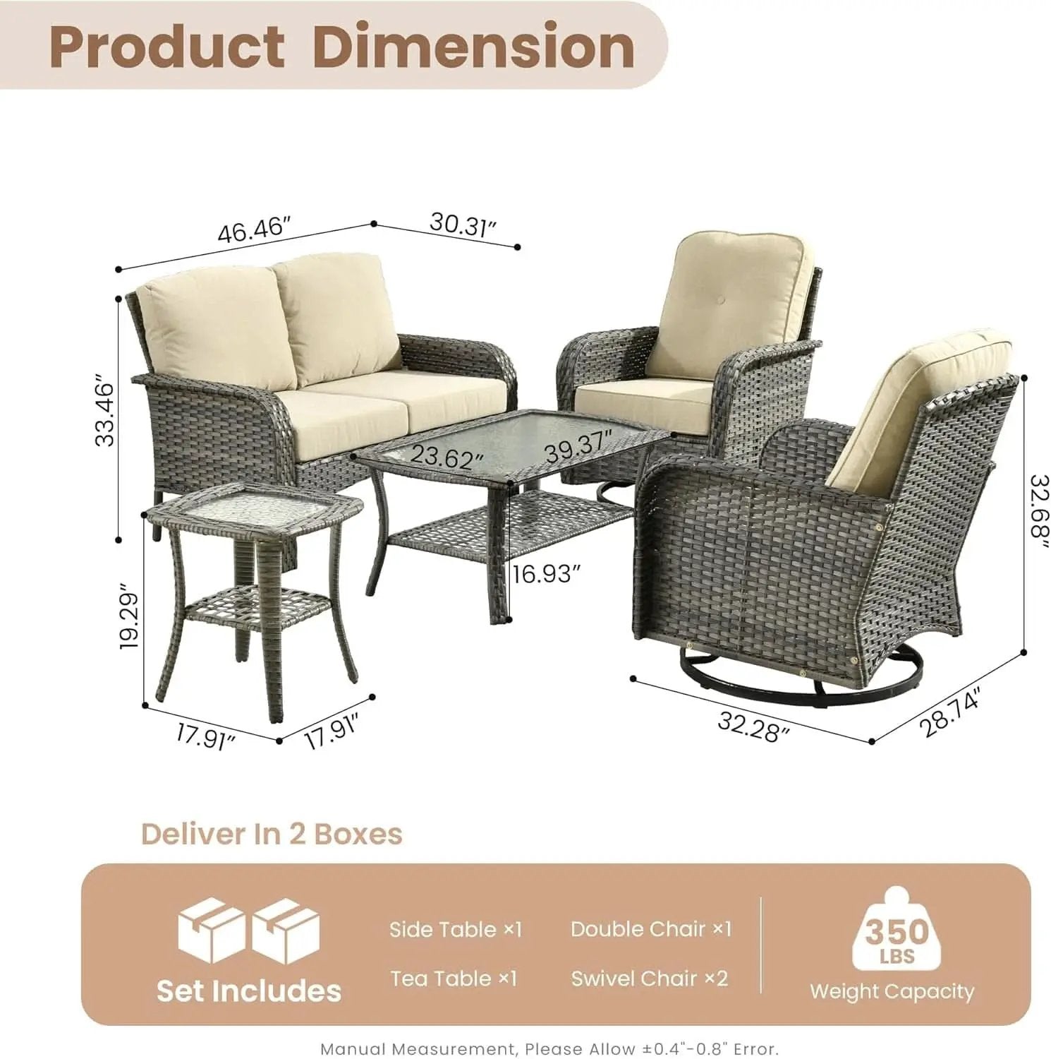 Beige All Weather Wicker Patio Furniture Conversation Set from PriceLows™