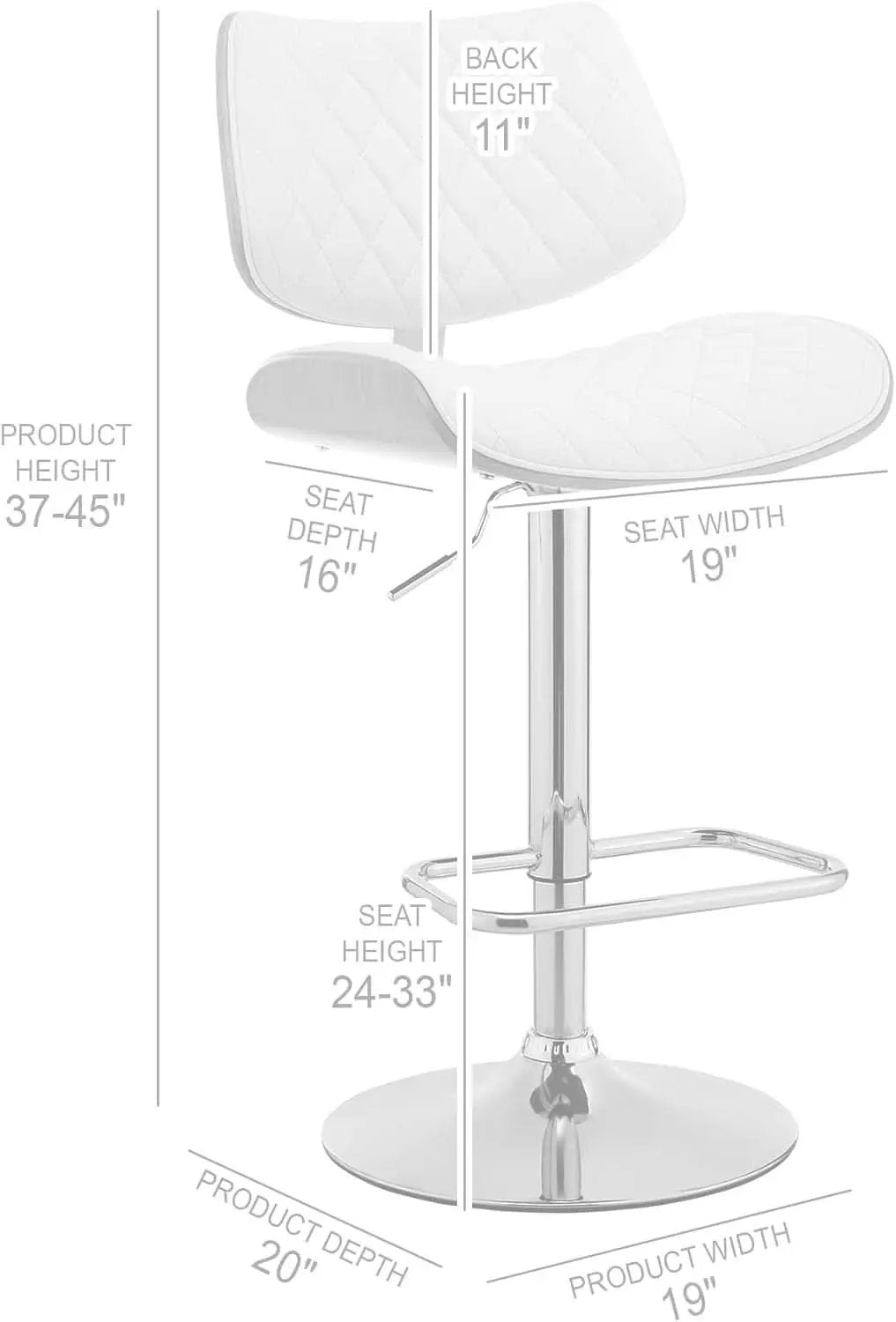 Grey Faux Leather Swivel Bar Stool With Adjustable Height from PriceLows™