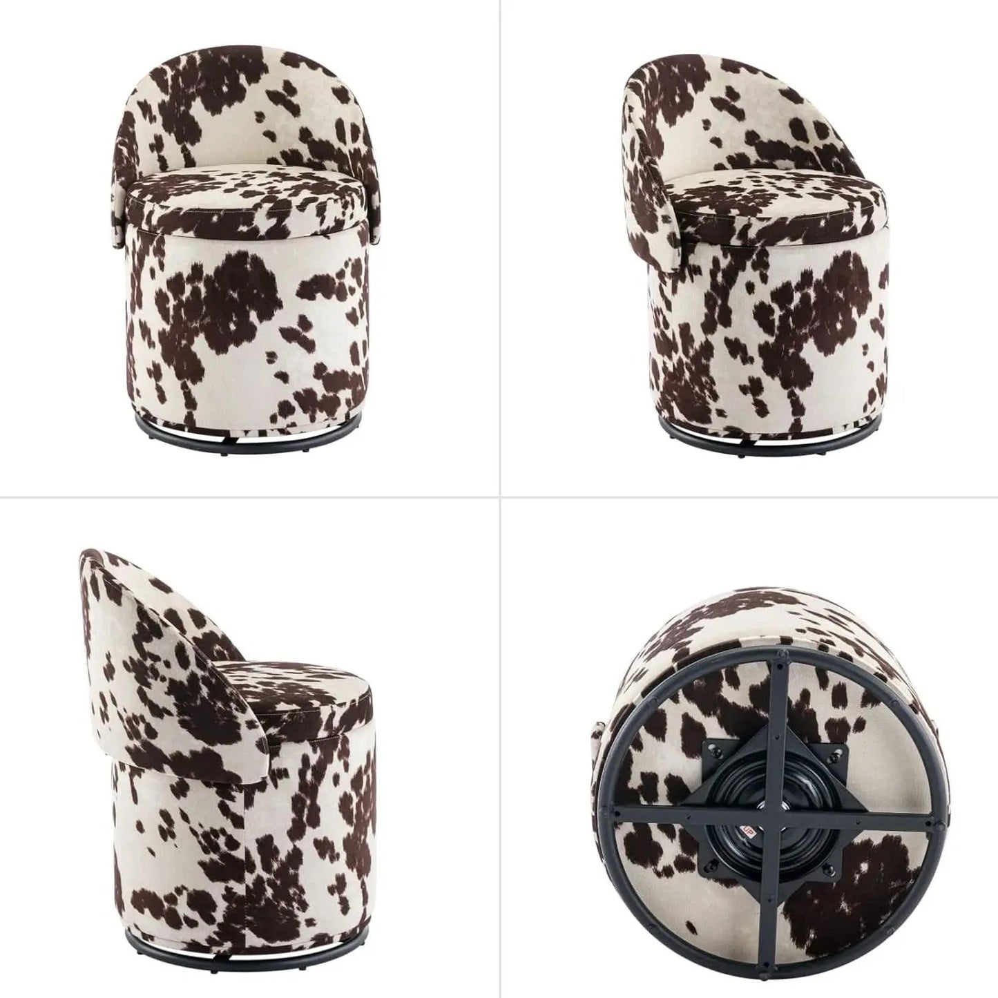 Milk Cow Velvet Upholstered Vanity Chair Storage Swivel from PriceLows™