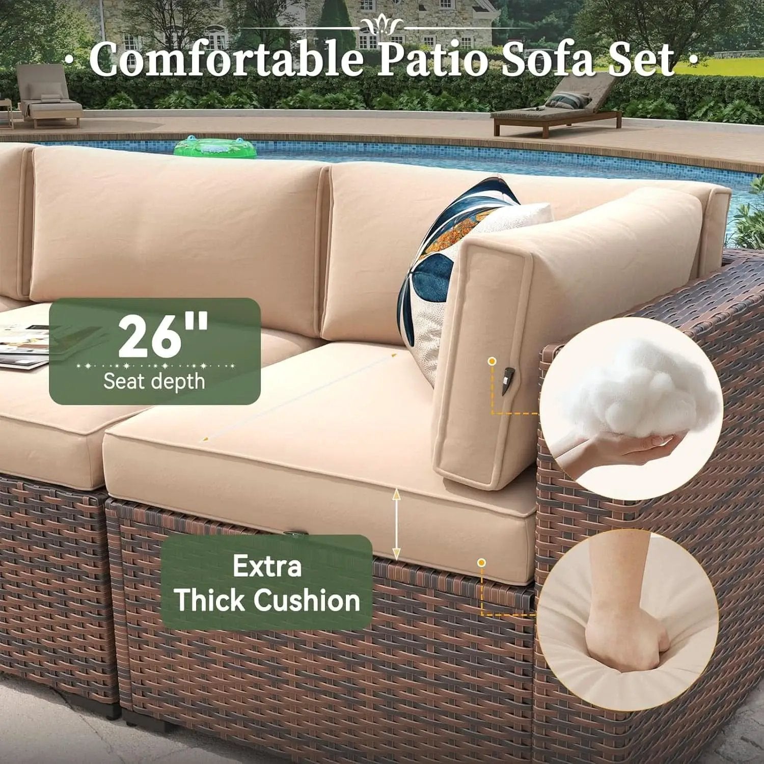 Eight Piece Outdoor Patio Furniture Set with Fire Pit from PriceLows™