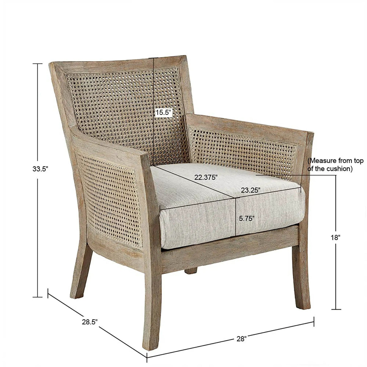 Cane Armchair | Cream And Reclaimed Natural | Cane Back And Sides | High-Density Foam