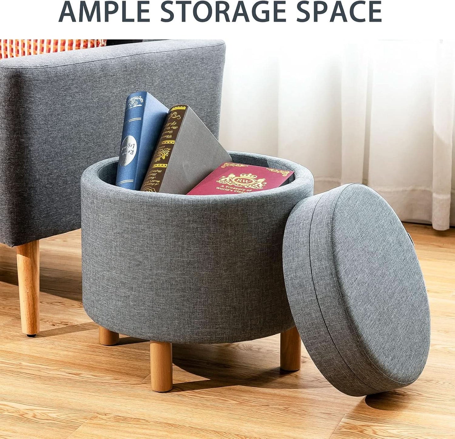 Grey Premium Microfiber Storage Ottoman Large Tray from PriceLows™