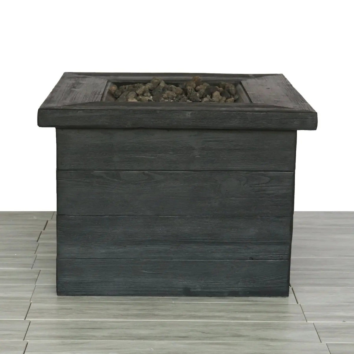 Fiber Reinforced Propane / Natural Gas Fire Pit Table - | 32 x 32 x 24 in | Concrete & Stainless Steel | Charcoal