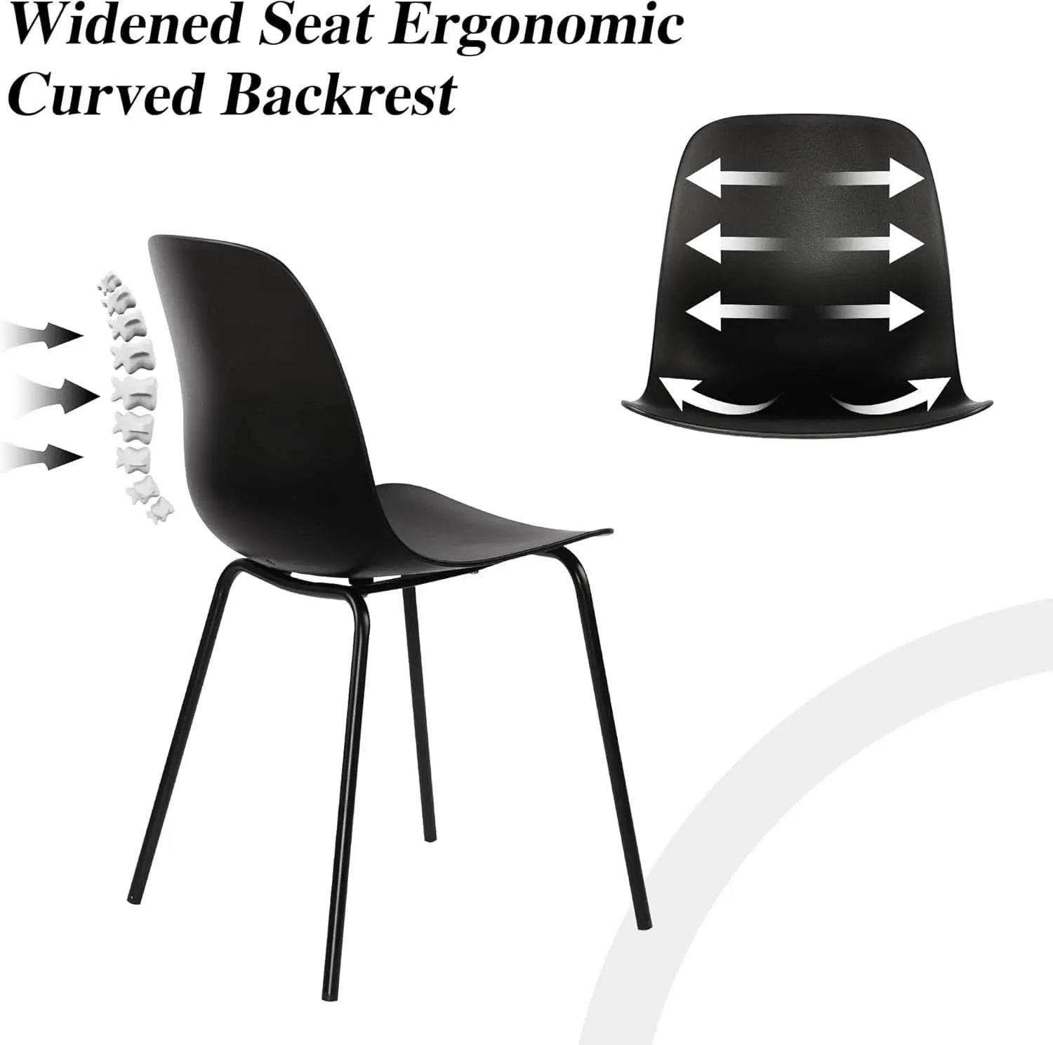Set Of 4 Matte Black Dining Chairs With Ergonomic Back from PriceLows™
