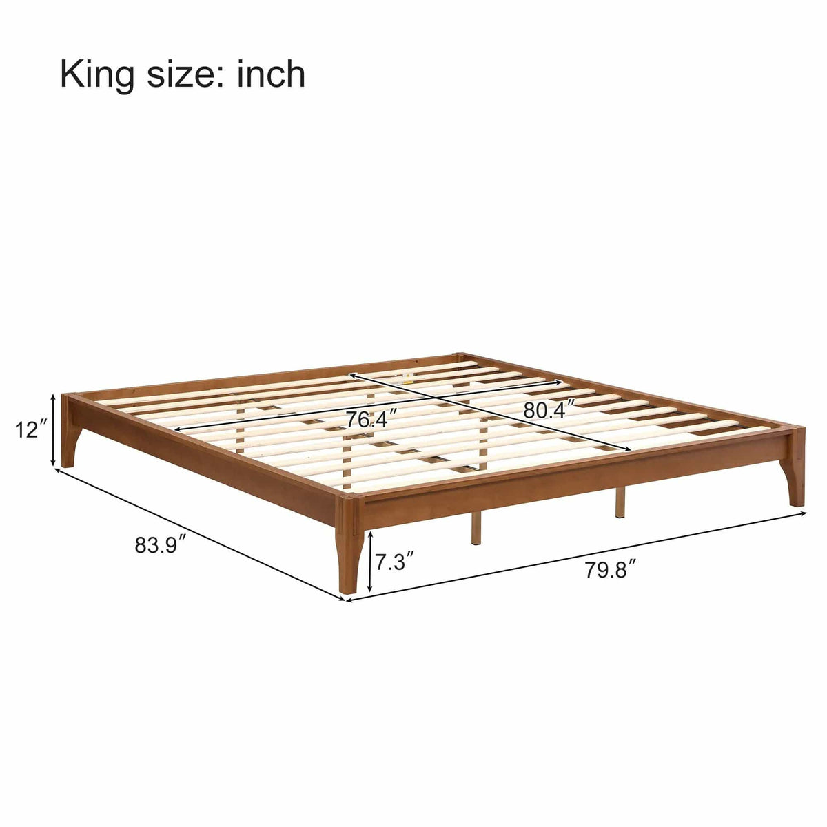 Solid Dry Bamboo Platform Bed Frame, With Slat Support | 6 Pieces | Bamboo | Bedroom