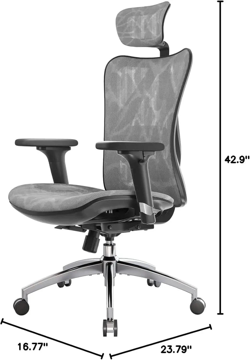 Grey Ergonomic Office Chair With Adjustable Headrest from PriceLows™