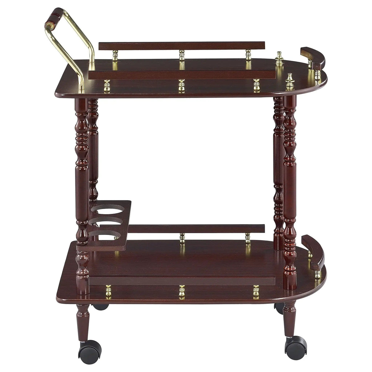 Palmer 2-tier Rectangular Wood Bar Cart Merlot | 24.75 x 15.75 x 31.25 in | Metal & Wood | Home