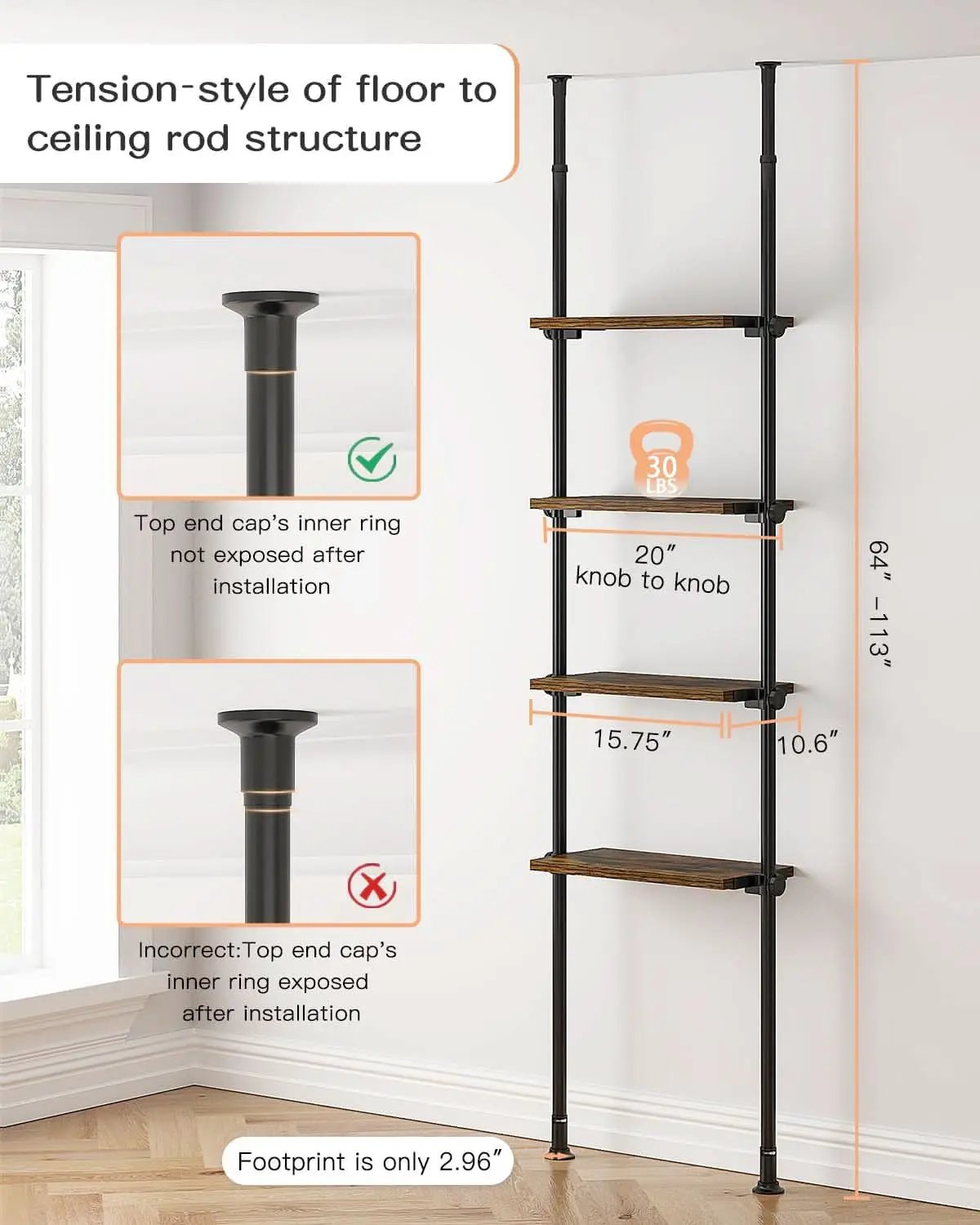Adjustable Tall Narrow Bookcase 4 Tier Ladder 64 To 113 In from PriceLows™