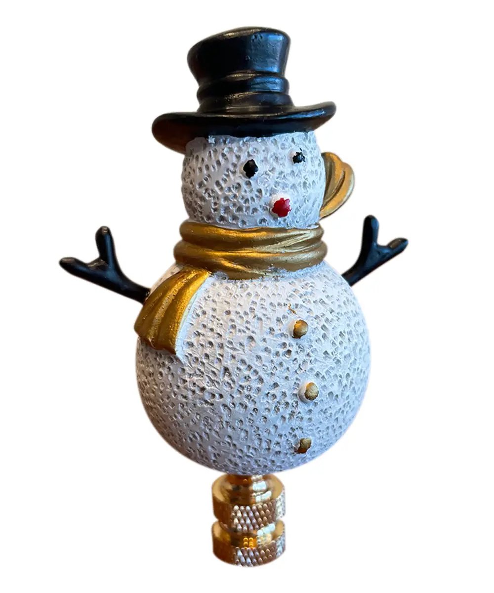 Lamp Finial | Christmas Snowman Theme | Silver Gold Finish | 3.7 Inch Size