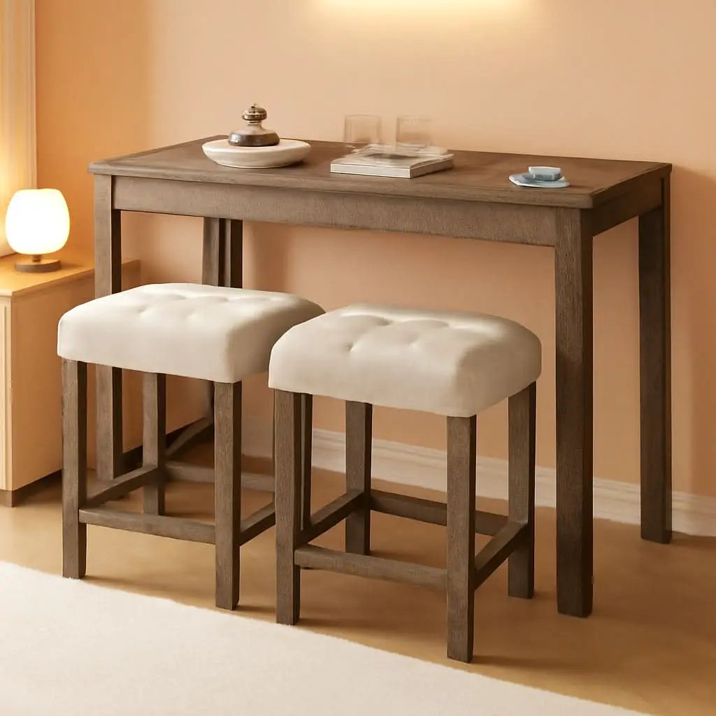 Sophisticated Walnut Finish Counter Height Bar Table from PriceLows™