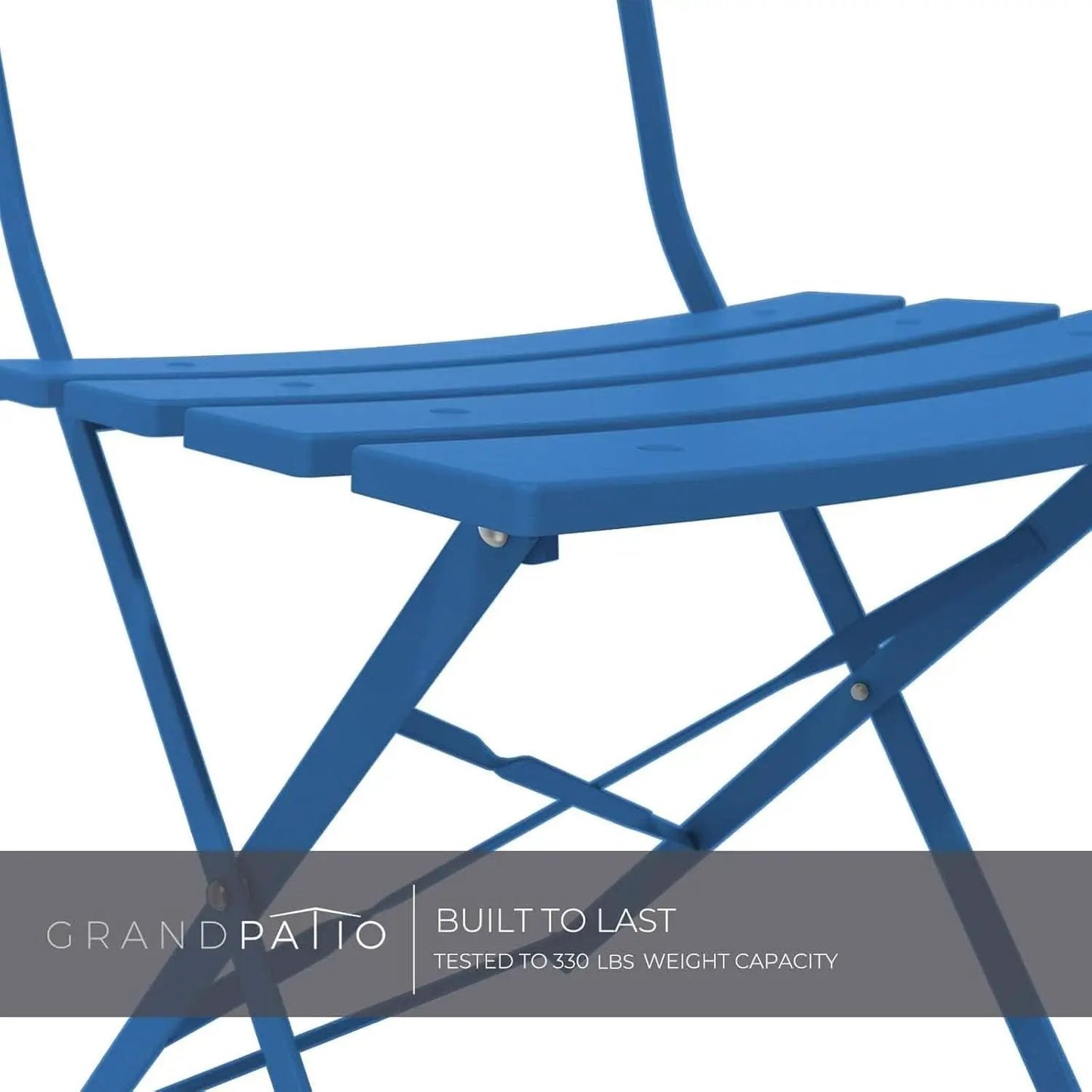 Peacock Blue Folding Patio Bistro Set 3 Piece Outdoor from PriceLows™