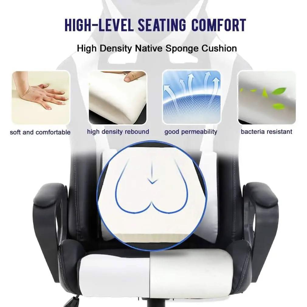 Ergonomic Gaming Chair White With Lumbar Support High Back from PriceLows™