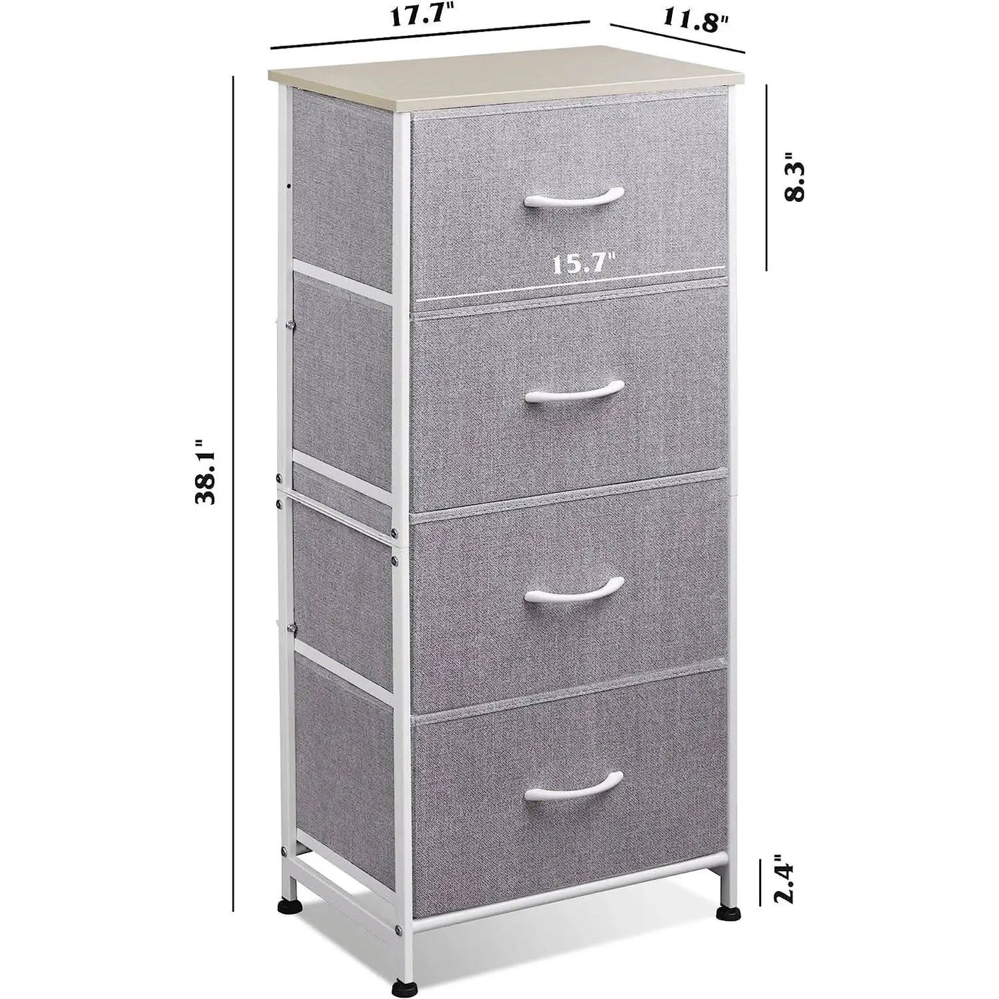 Light Grey Fabric Dresser With Four Drawers For Bedroom from PriceLows™