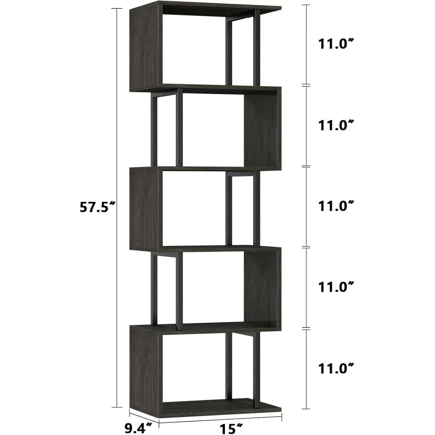 6 Tier Bookshelf Oak Finish Modern Storage Display from PriceLows™