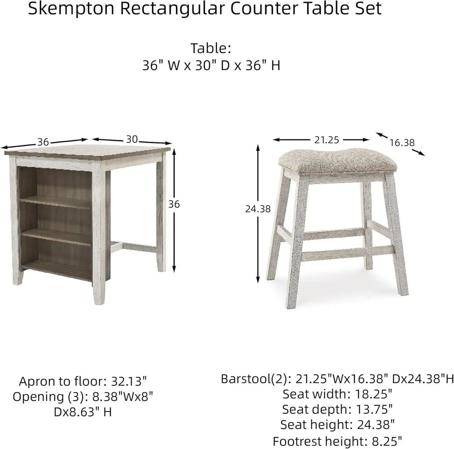 Whitewash Counter Height Dining Set With Barstools from PriceLows™
