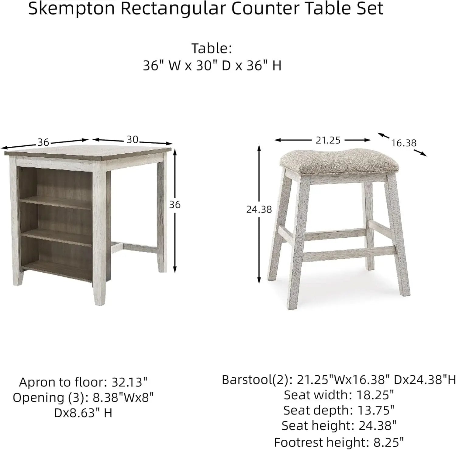 Whitewash Counter Height Dining Set With Barstools from PriceLows™
