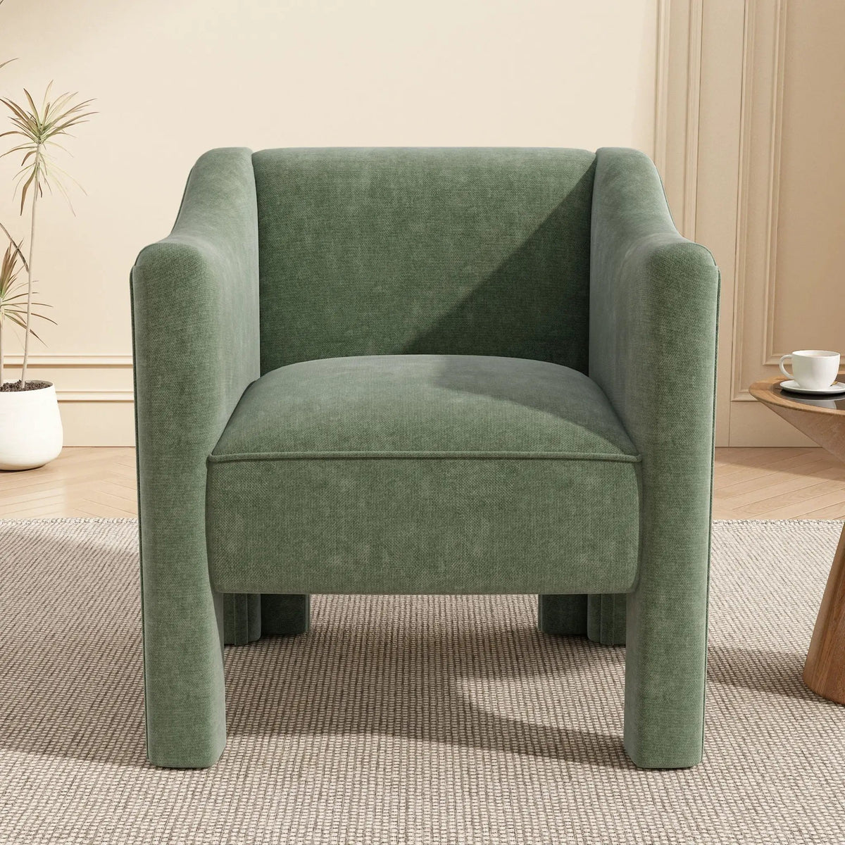 Barrel Accent Chair | Enclosed Wraparound Arms | Pill-Resistant Fabric | Ergonomic Support