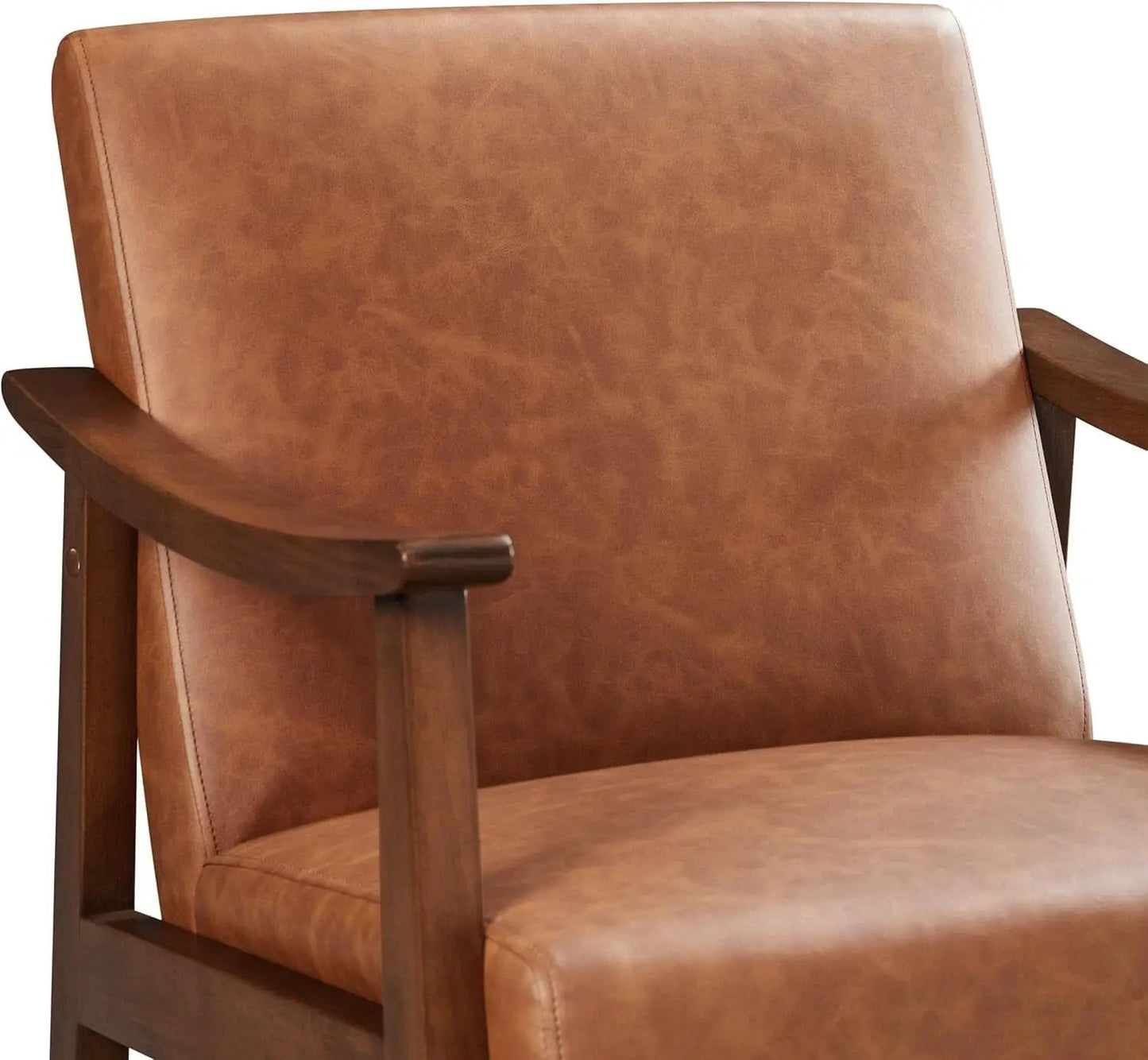 Brown PU Leather Accent Chairs Set of 2 Mid Century Modern from PriceLows™