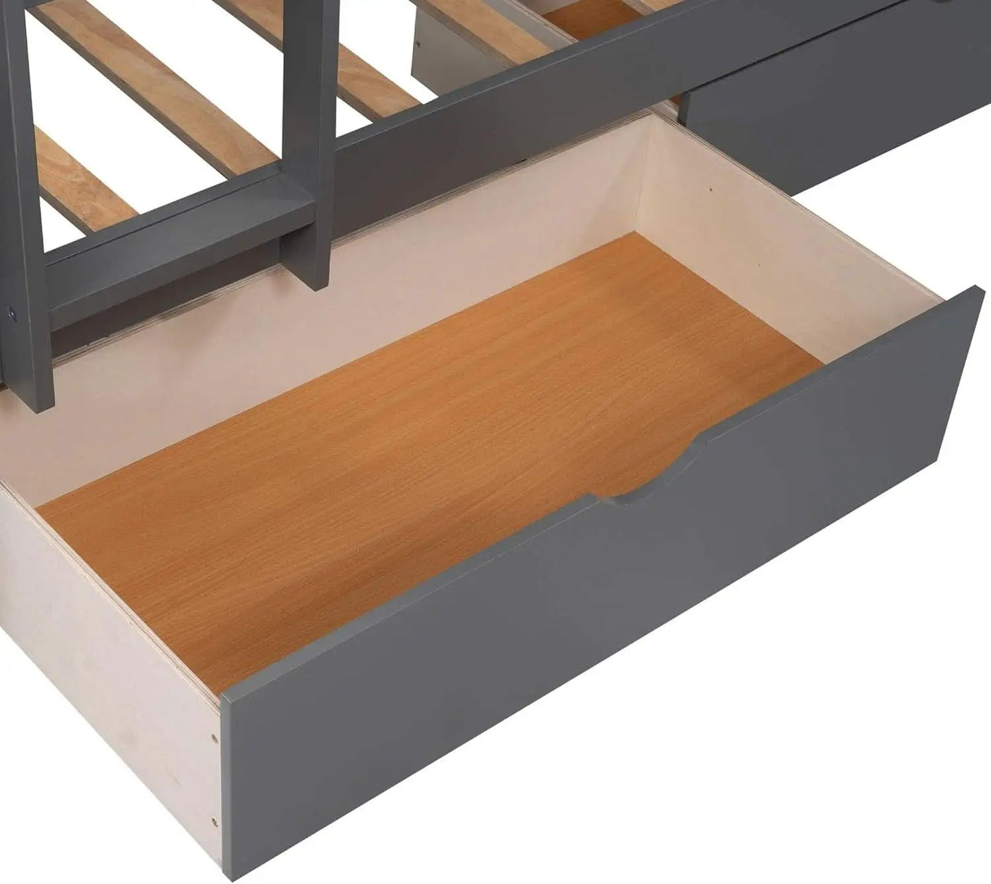 Triple Bunk Bed for Kids L Shaped Solid Wood Gray Twin Size from PriceLows™