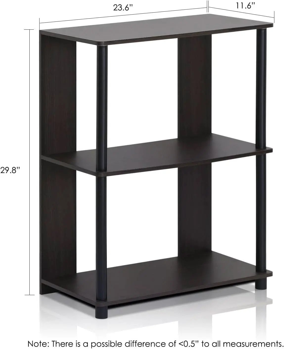 Jaya 3 Tier Walnut Bookcase Display Rack for Living Room from PriceLows™