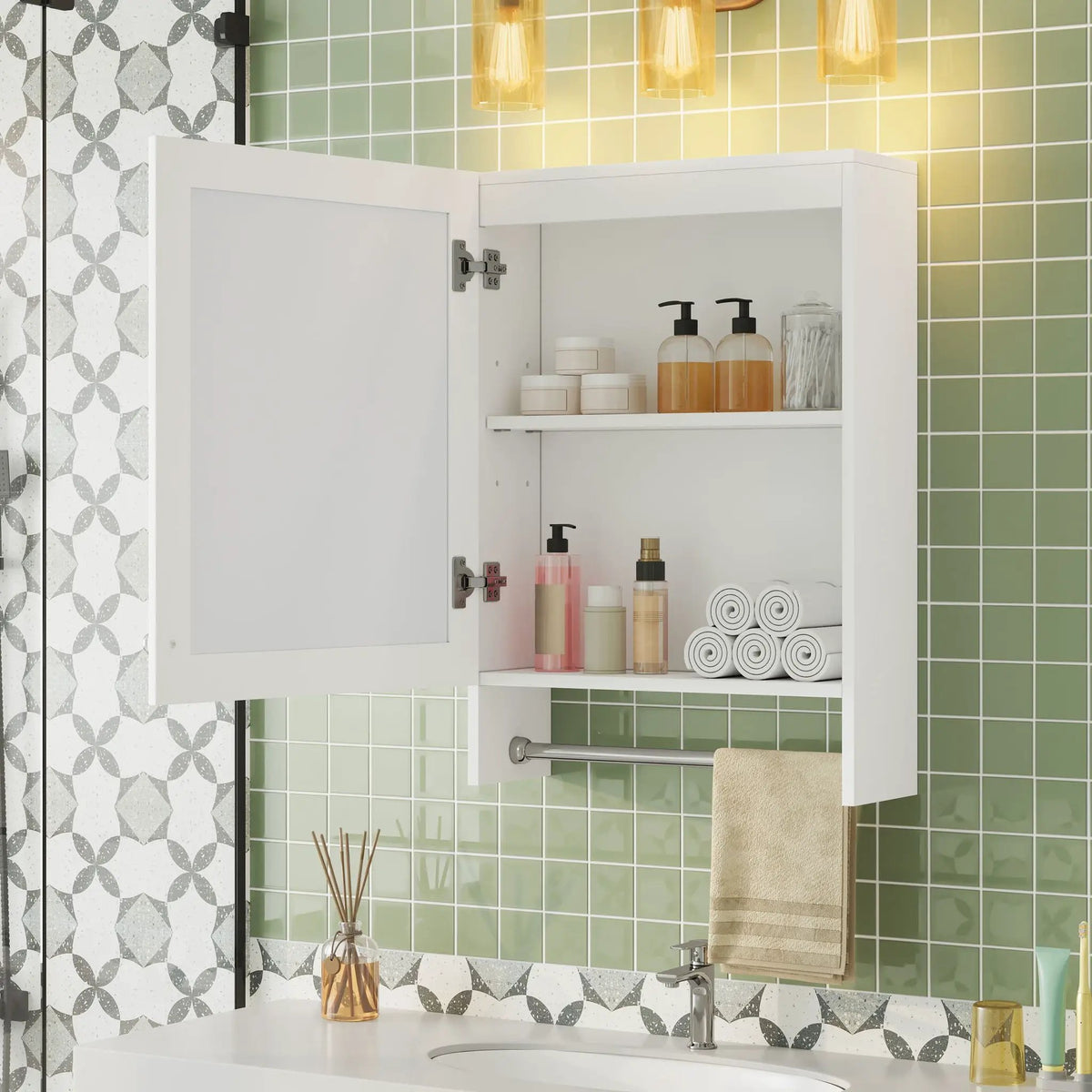 Bathroom Mirror Cabinet | Soft Close Door | Adjustable Shelf | White