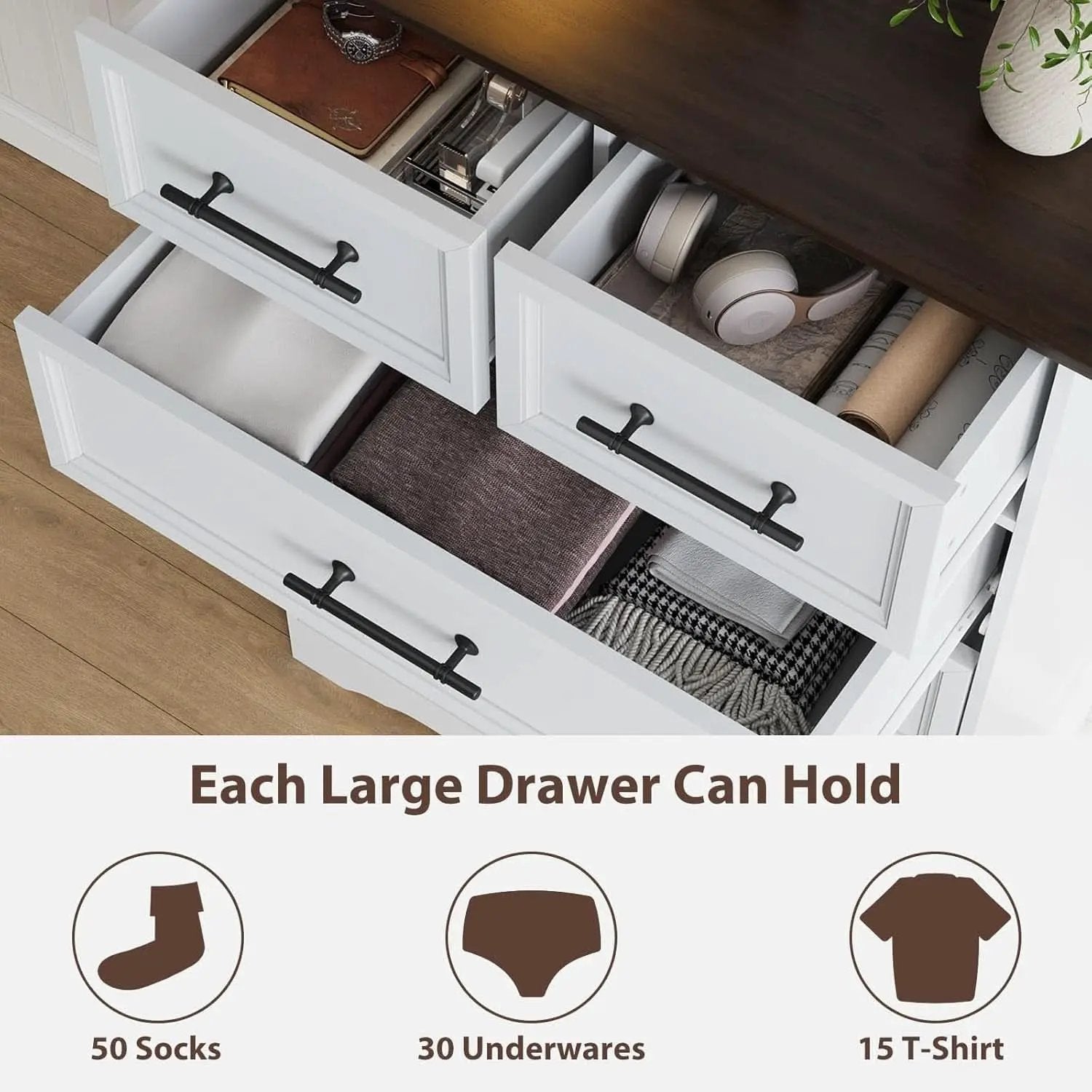 White Farmhouse Dresser FortyFourInchesTall Storage from PriceLows™
