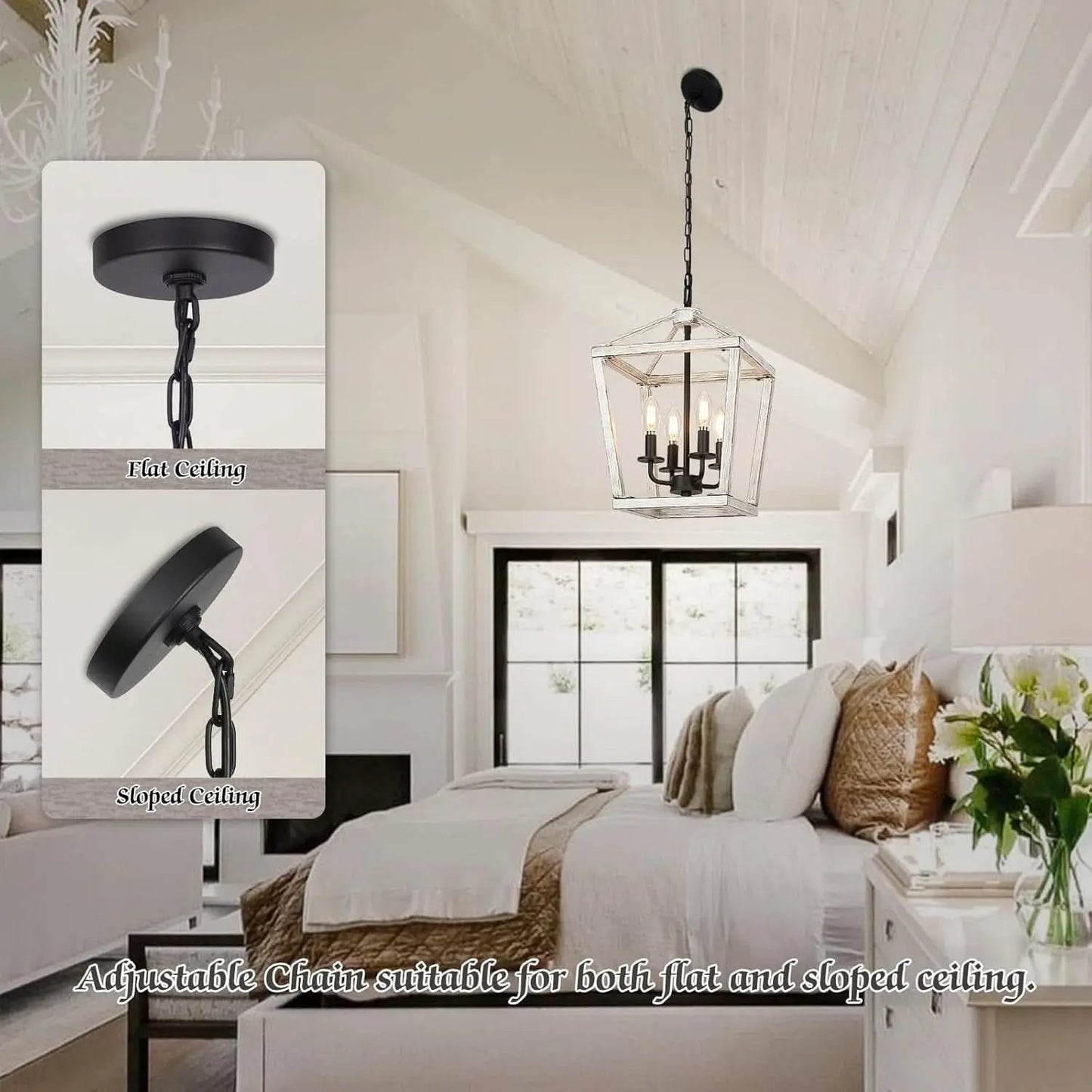 Rustic 4 Light Chandelier With Brushed White Oak Finish from PriceLows™