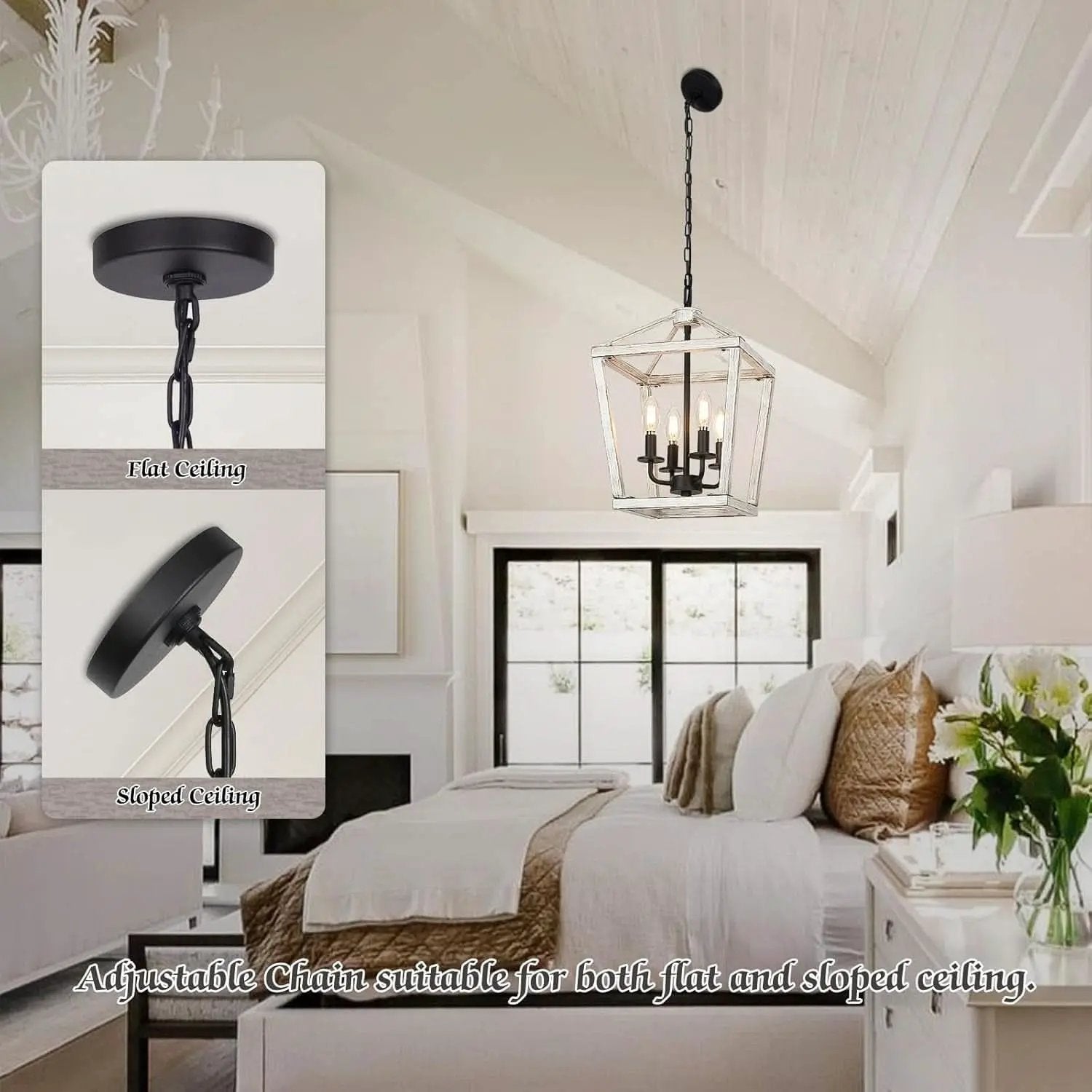 Rustic 4 Light Chandelier With Brushed White Oak Finish from PriceLows™