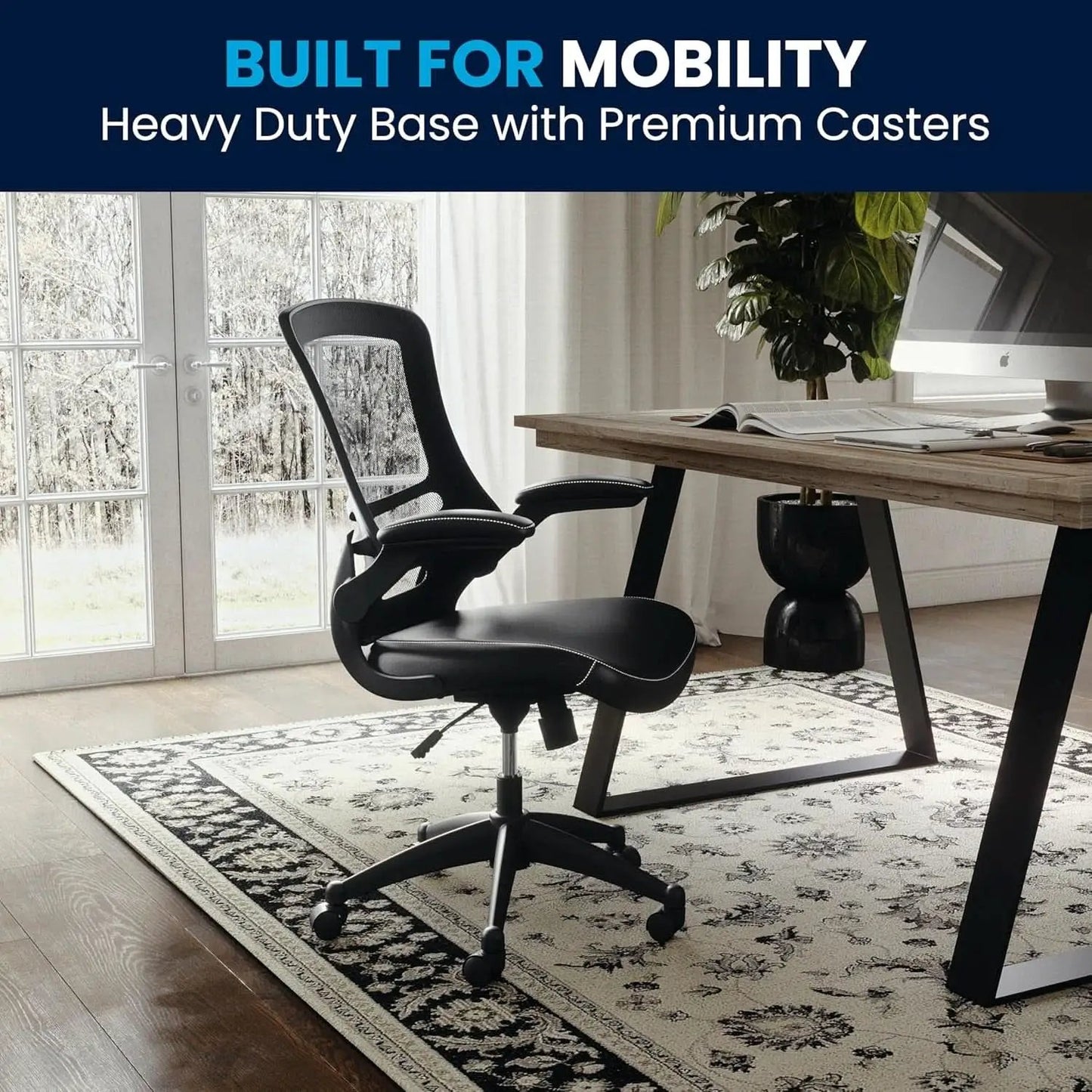 Kelista Mid-Back Ergonomic Office Chair With Adjustable Height, Black from PriceLows™