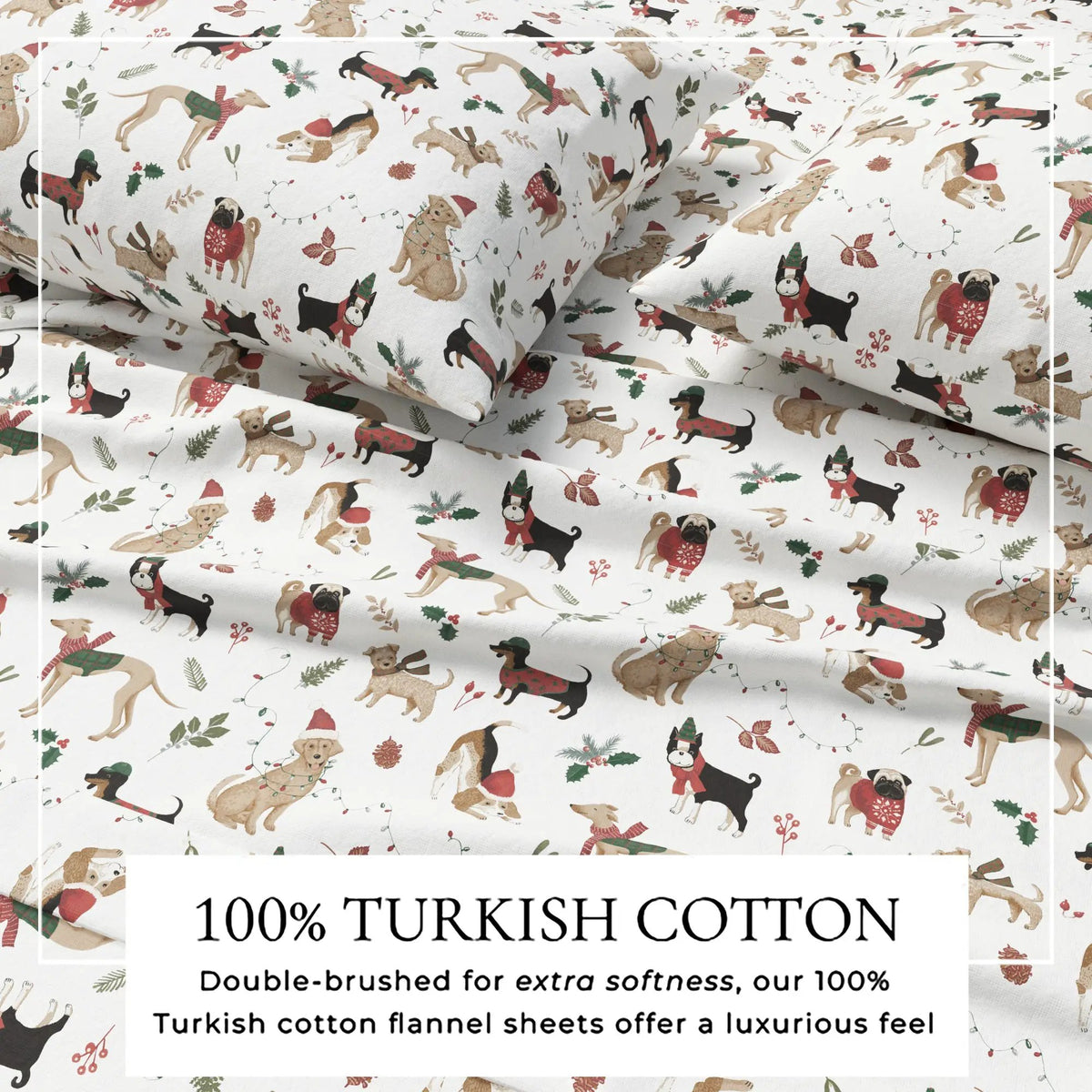 Turkish Cotton Christmas Flannel Sheet - Whittaker Collection