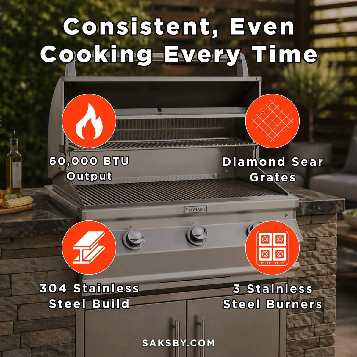 Fire Magic Choice 30-Inch Multi-User Built-In Grill With Analog Thermometer | 30 Inch | Stainless Steel | Outdoor Grill