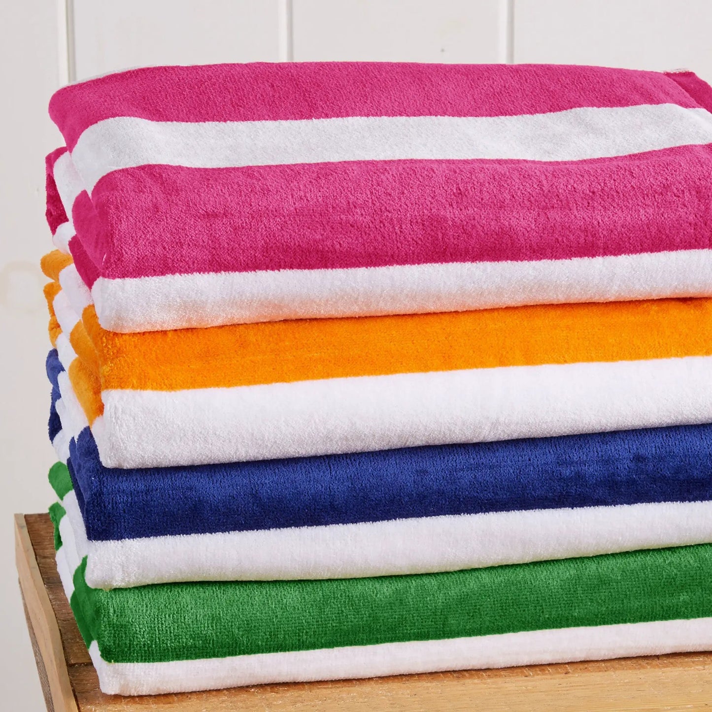 Cotton Velour Cabana Stripe Beach Towel - Novia Collection from PriceLows™