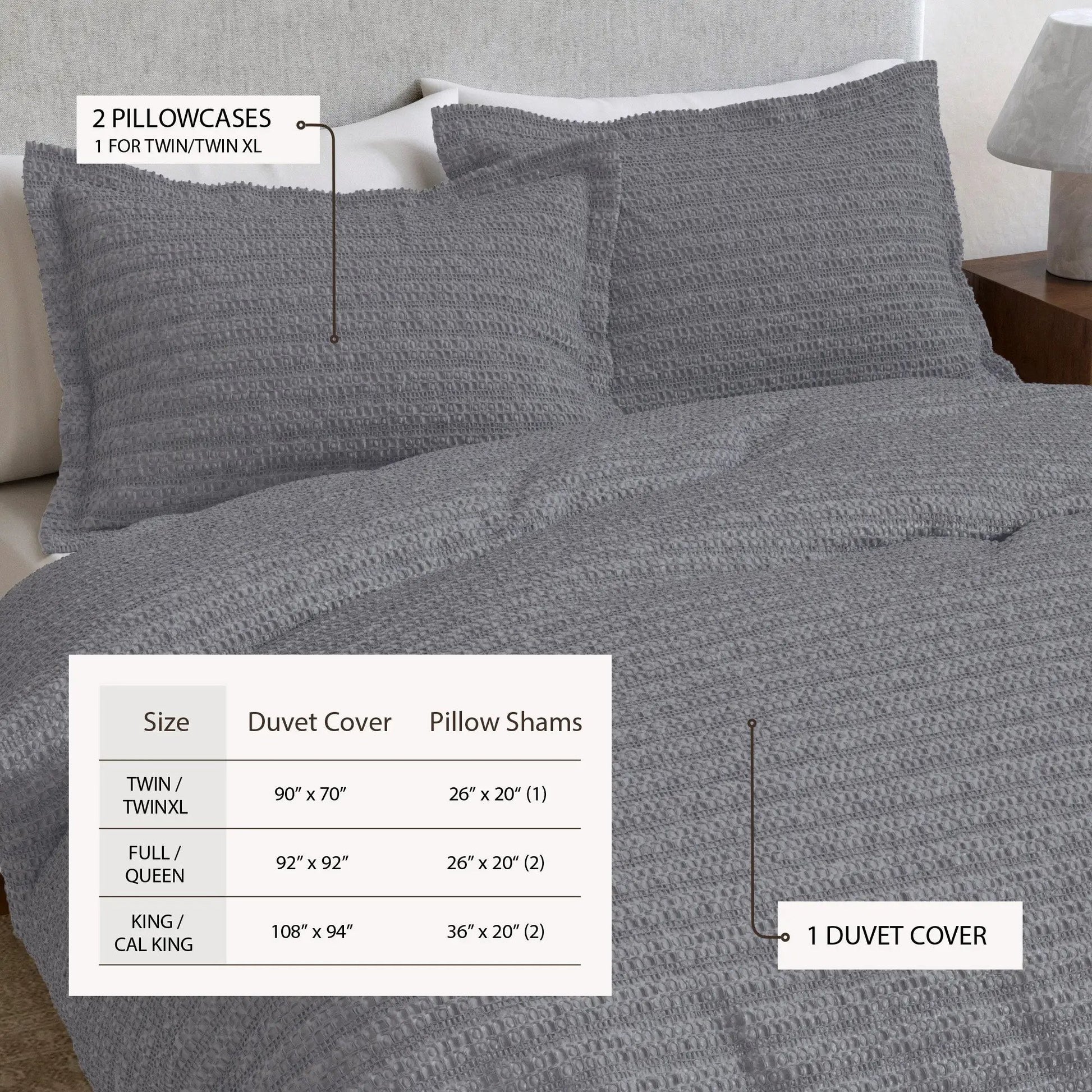 100% Cotton Honeycomb Waffle Duvet Set - Mattea Collection from PriceLows™