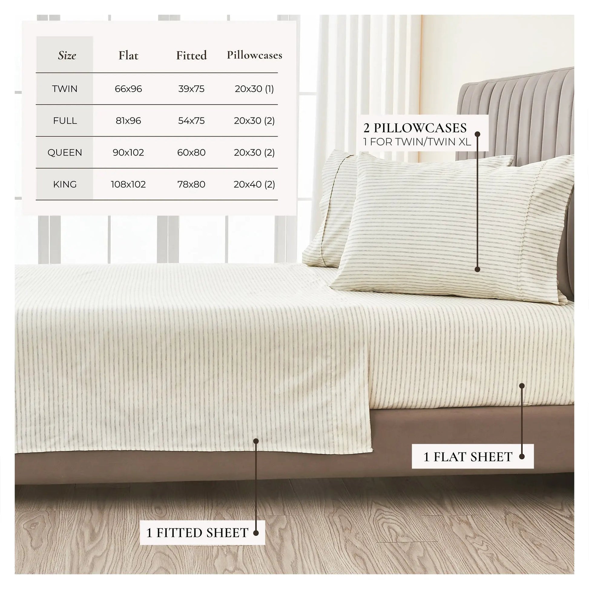Striped Sheet Set - Evette Collection from PriceLows™