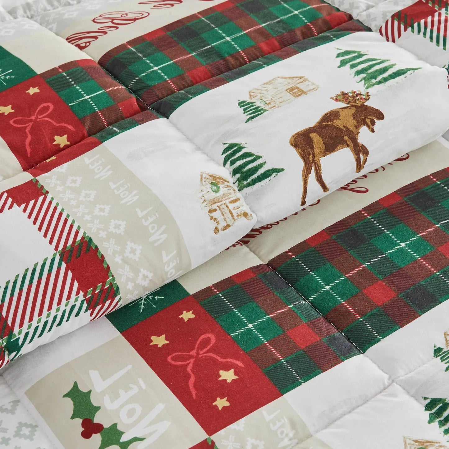 Reversible Christmas Comforter and Sham Set - Holiday / Lodge Odette Collection from PriceLows™