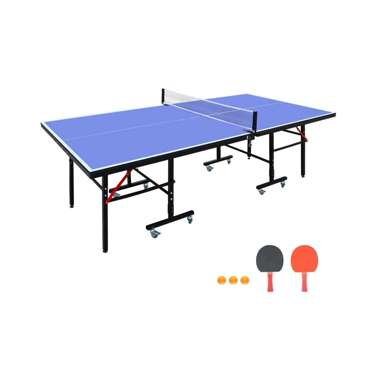 8FT Foldable Midsize Table Tennis Table Set With Paddles, Balls, And Net | 8 ft | Steel | Dining Room