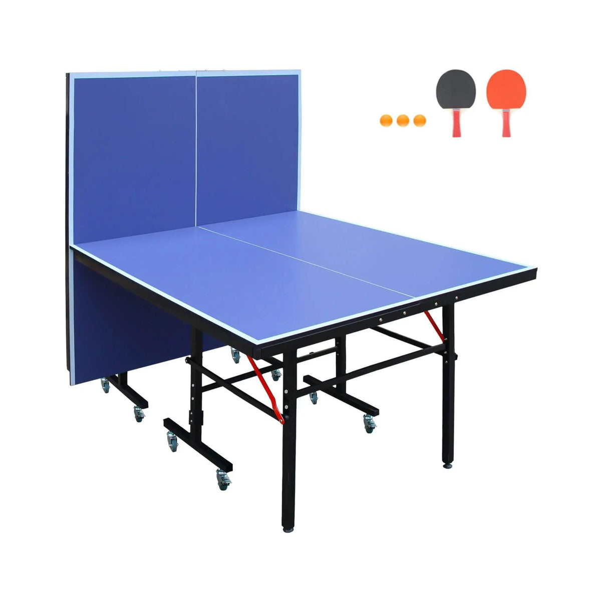 8FT Foldable Midsize Table Tennis Table Set With Paddles, Balls, And Net | 8 ft | Steel | Dining Room