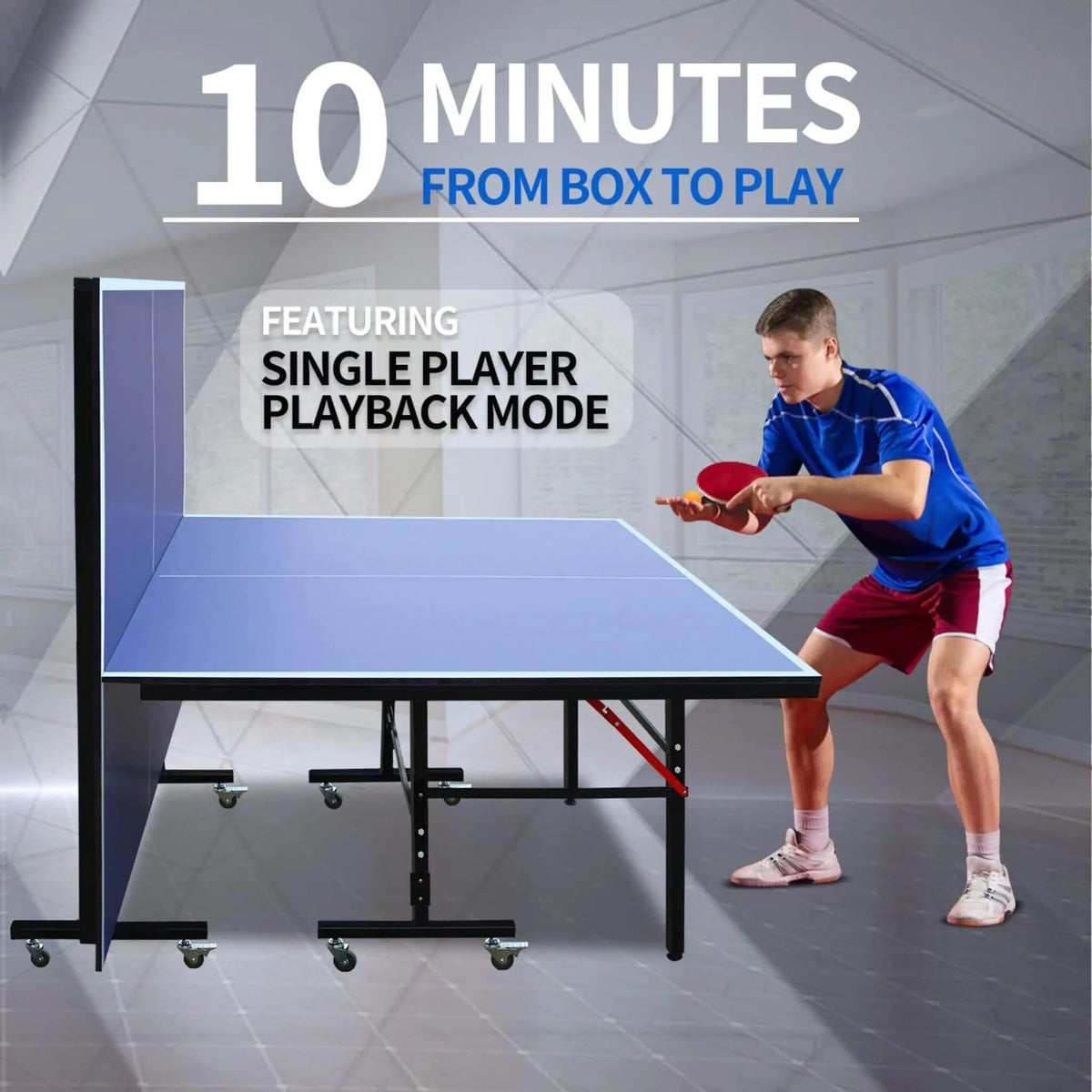 8FT Foldable Midsize Table Tennis Table Set With Paddles, Balls, And Net | 8 ft | Steel | Dining Room