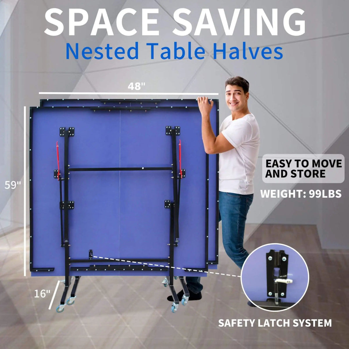 8FT Foldable Midsize Table Tennis Table Set With Paddles, Balls, And Net | 8 ft | Steel | Dining Room