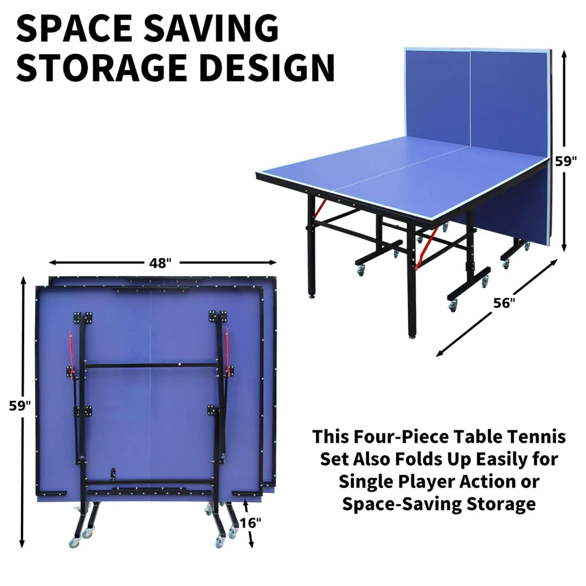 8FT Foldable Midsize Table Tennis Table Set With Paddles, Balls, And Net | 8 ft | Steel | Dining Room