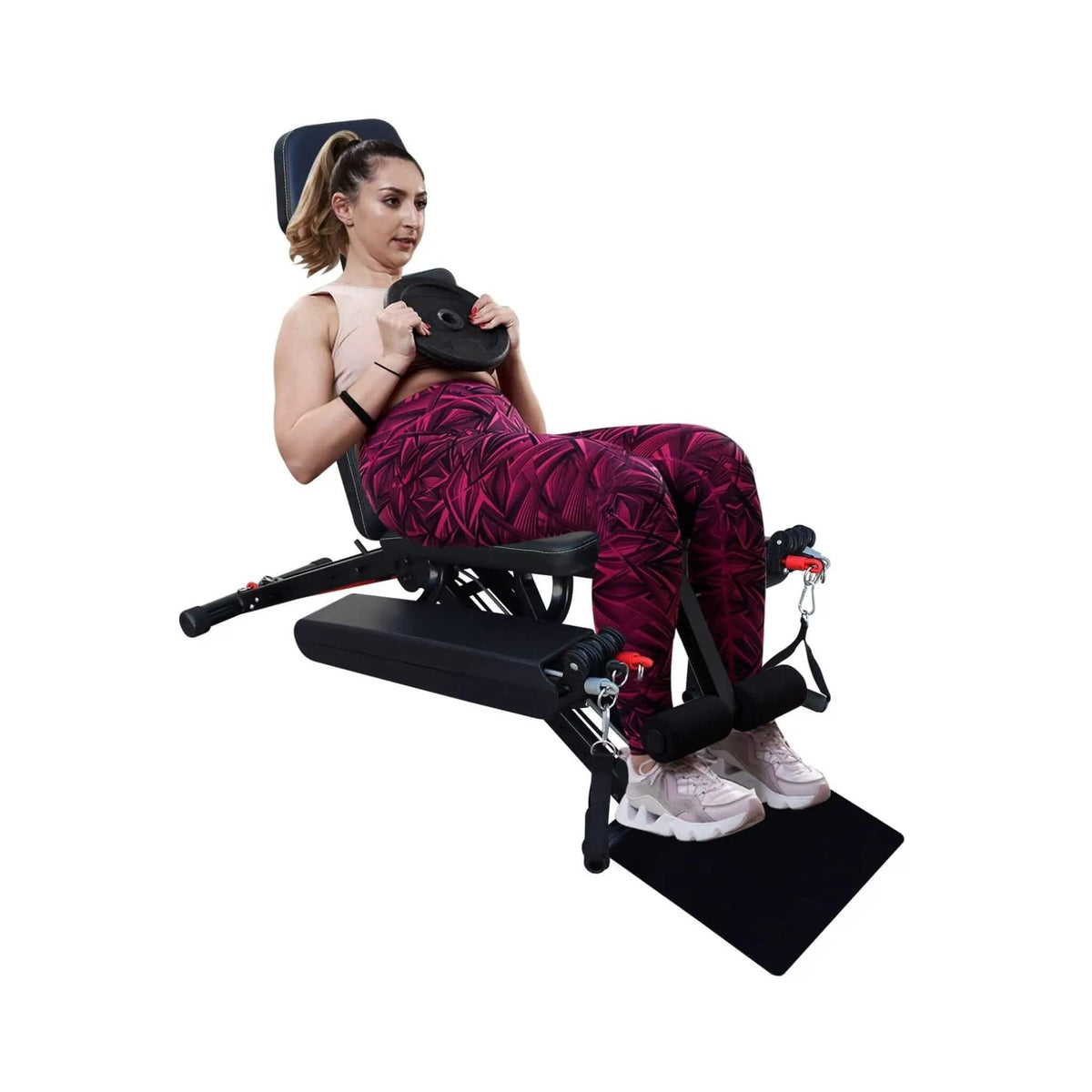 Foldable Multi Functional Weight Bench For Full Body Workouts With Resistance Bands | Steel | Exercise Machine | Home