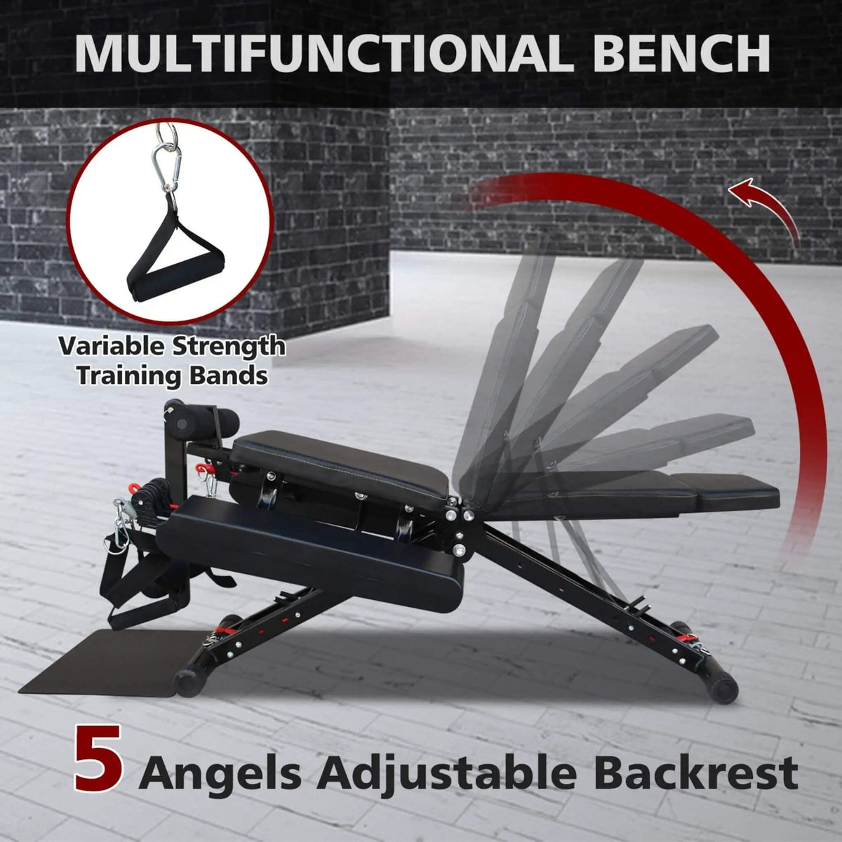 Foldable Multi Functional Weight Bench For Full Body Workouts With Resistance Bands | Steel | Exercise Machine | Home