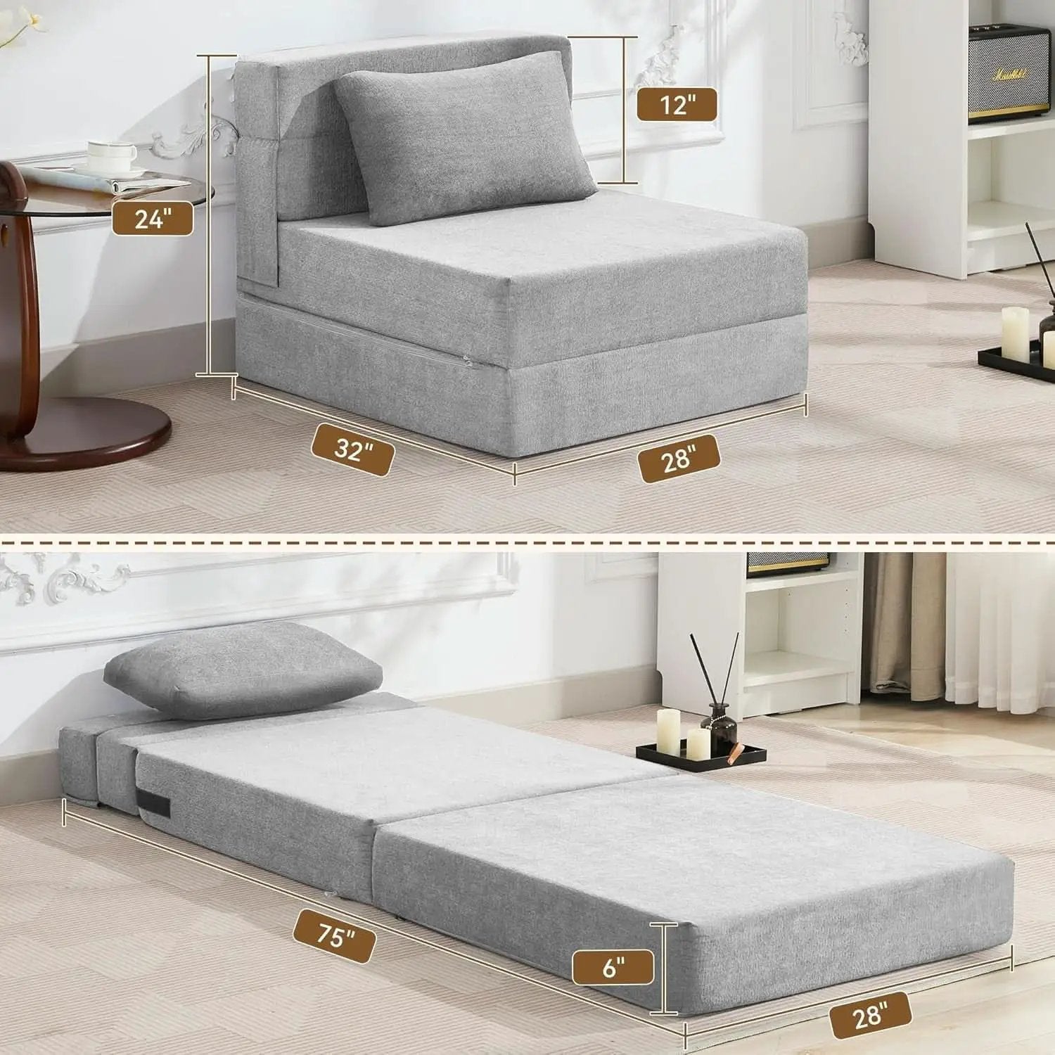 Folding Sofa Bed Convertible Couch with Memory Foam from PriceLows™