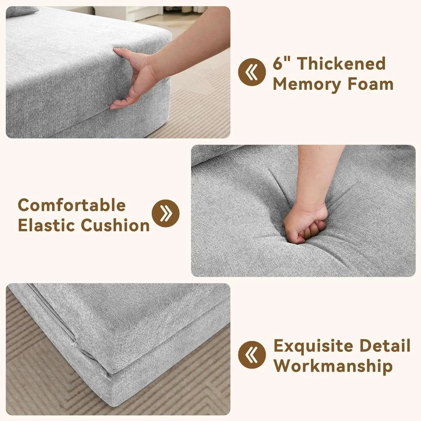 Folding Sofa Bed Convertible Couch with Memory Foam from PriceLows™
